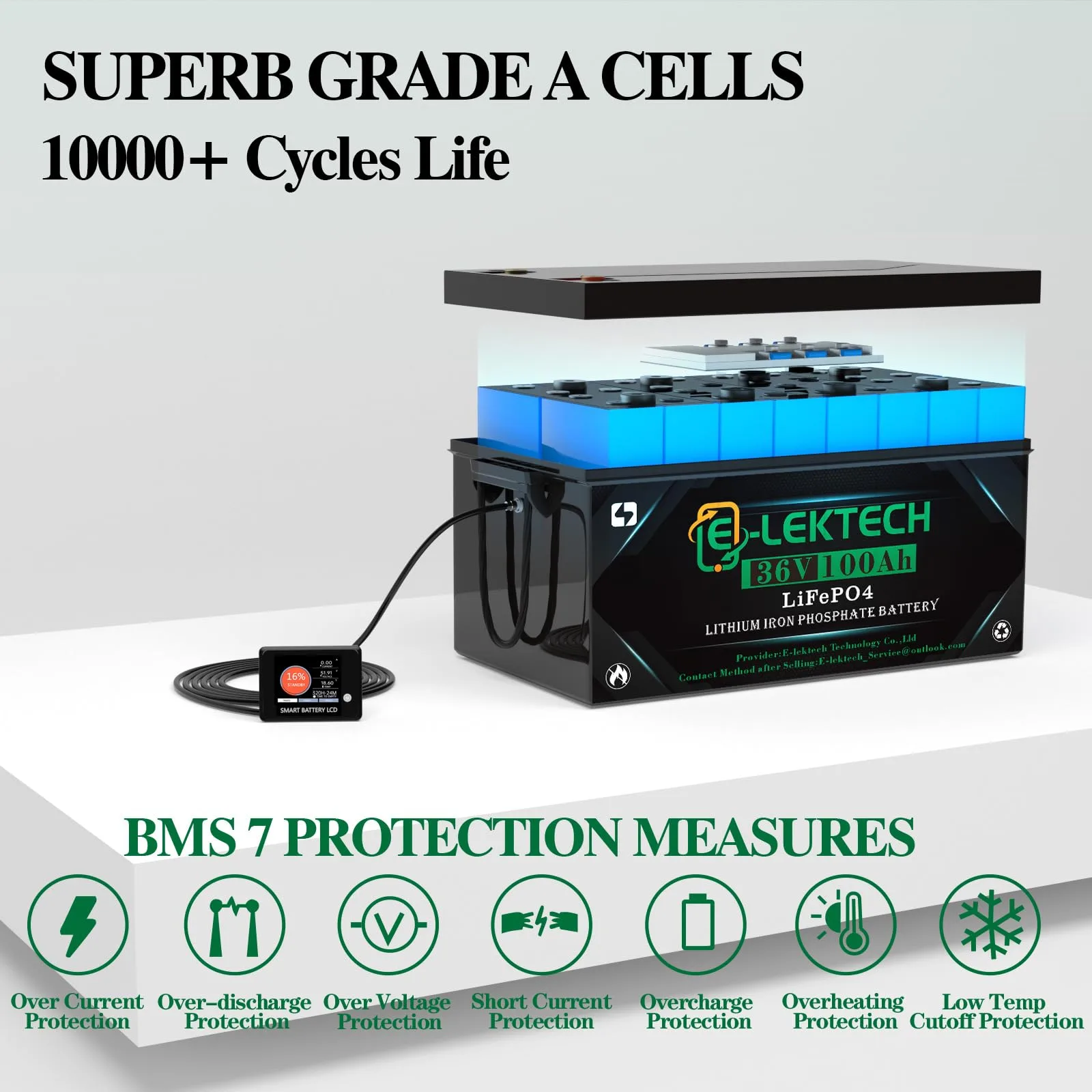 E-LekTech 36V 100Ah Lithium Golf Cart Battery image 2