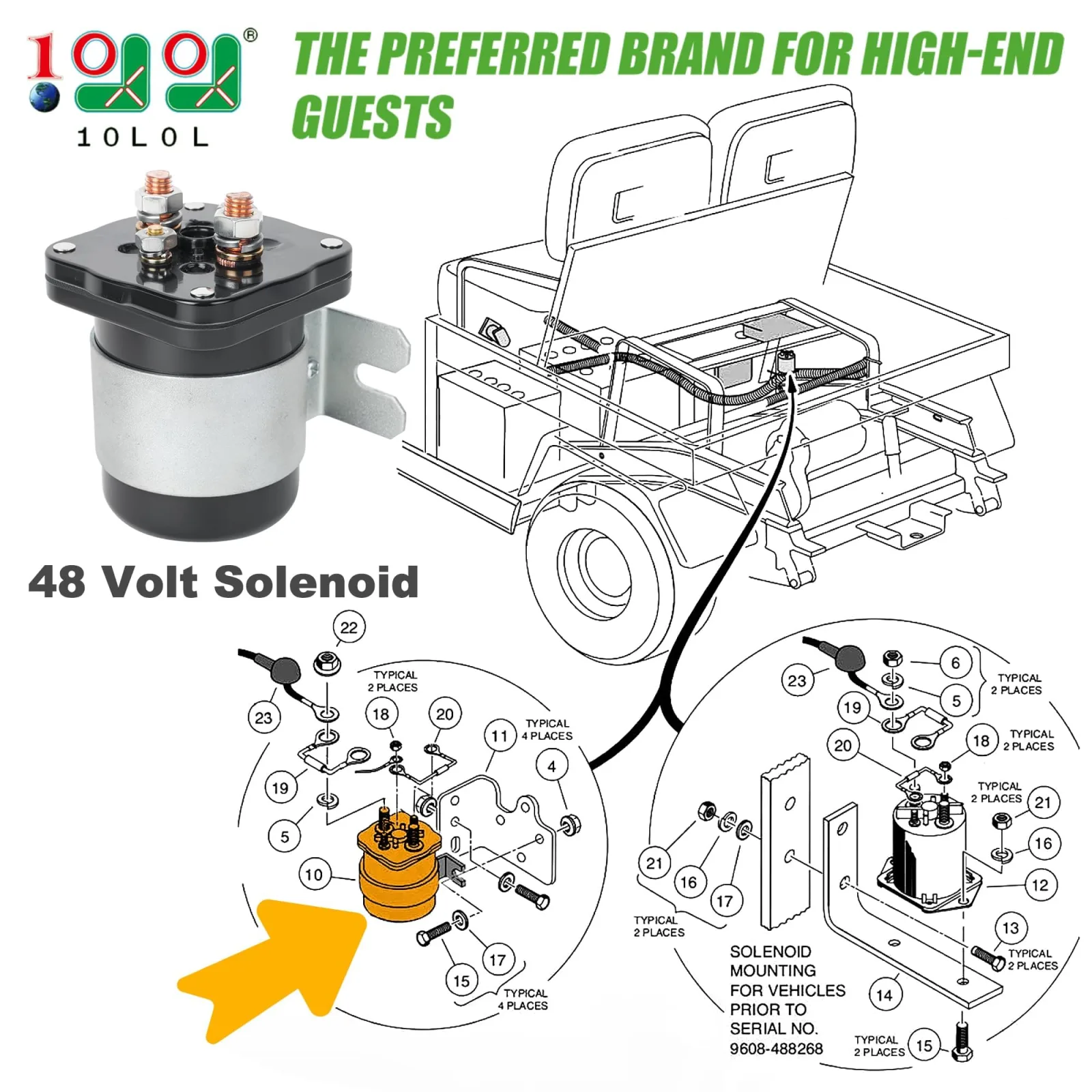 10L0L 48V 4-Terminal Golf Cart Solenoid image 2