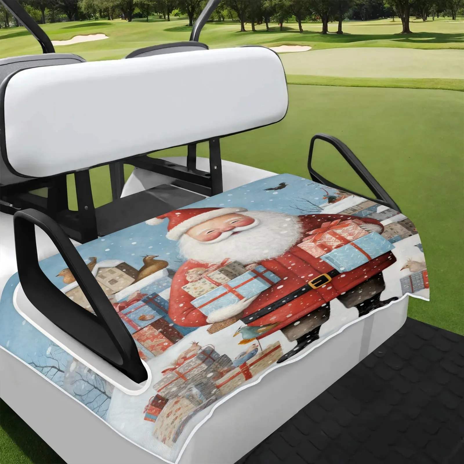 Tiveruda Santa Claus Golf Cart Seat Cover Blanket