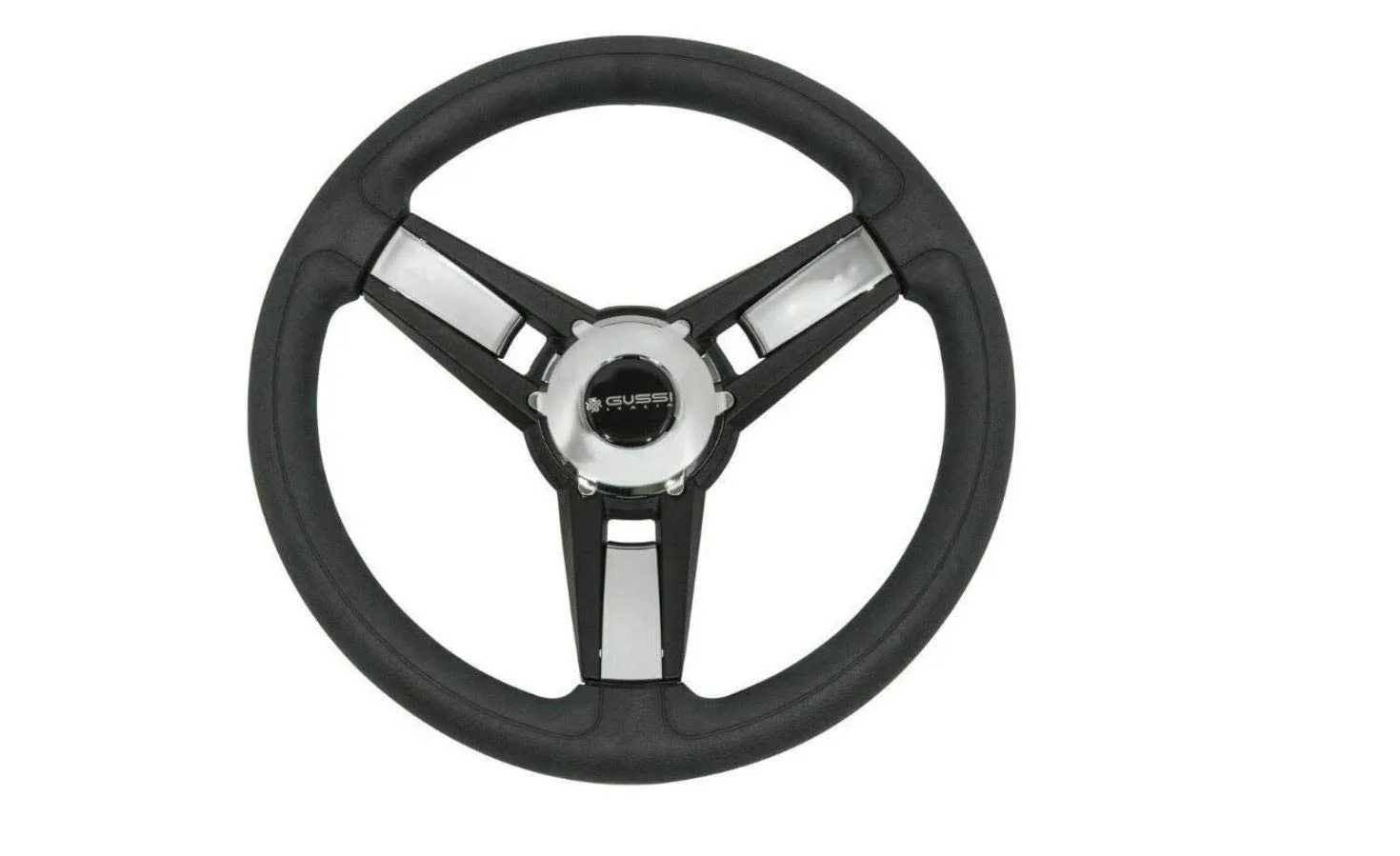 Gussi Black & Chrome Steering Wheel for Club Car Precedent
