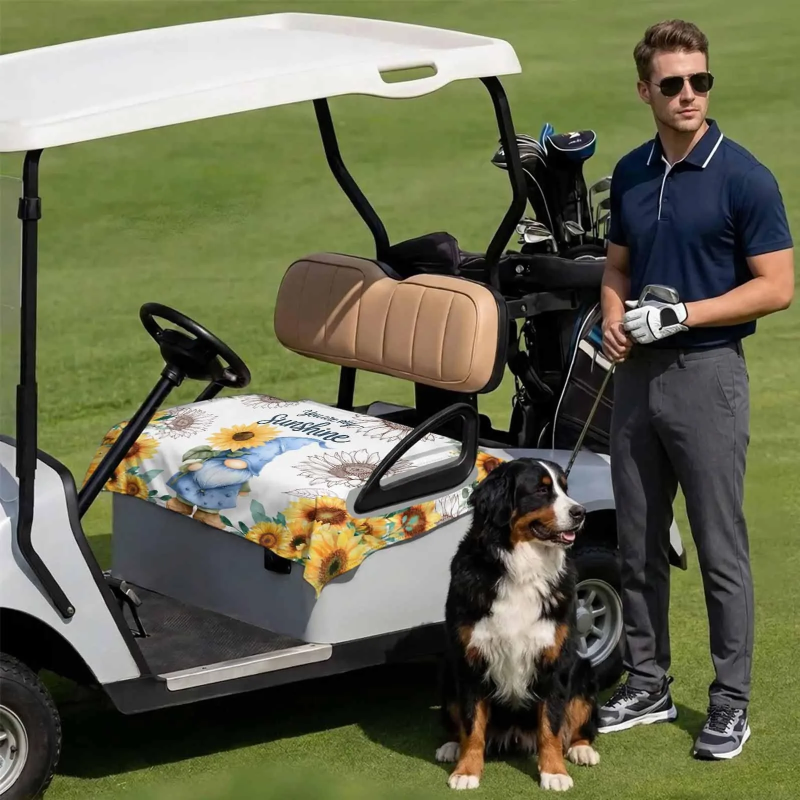 DecorLovee Sunflower Gnomes Golf Cart Seat Cover image 3