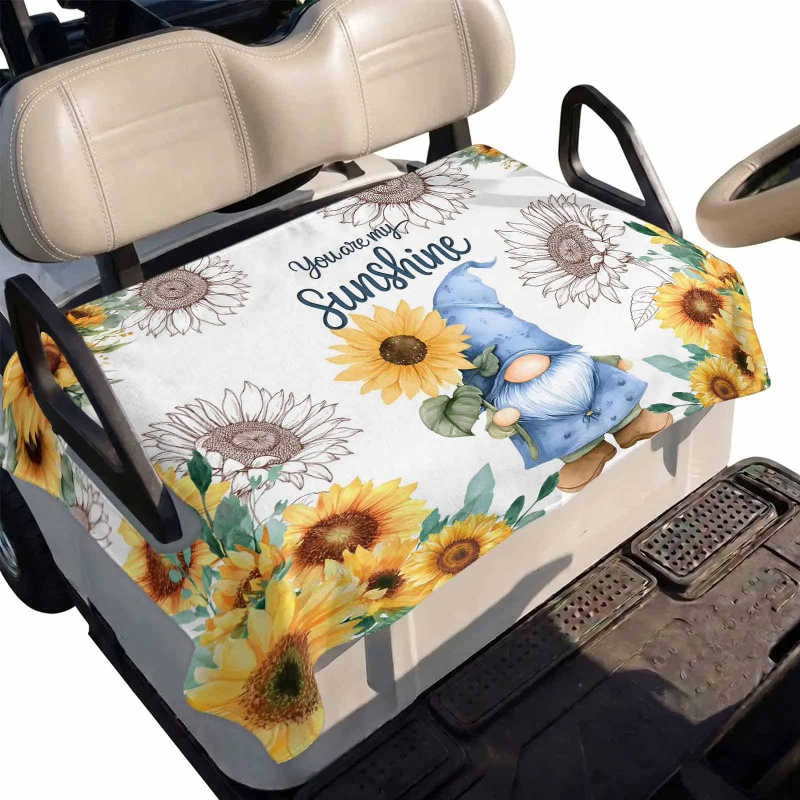 DecorLovee Sunflower Gnomes Golf Cart Seat Cover