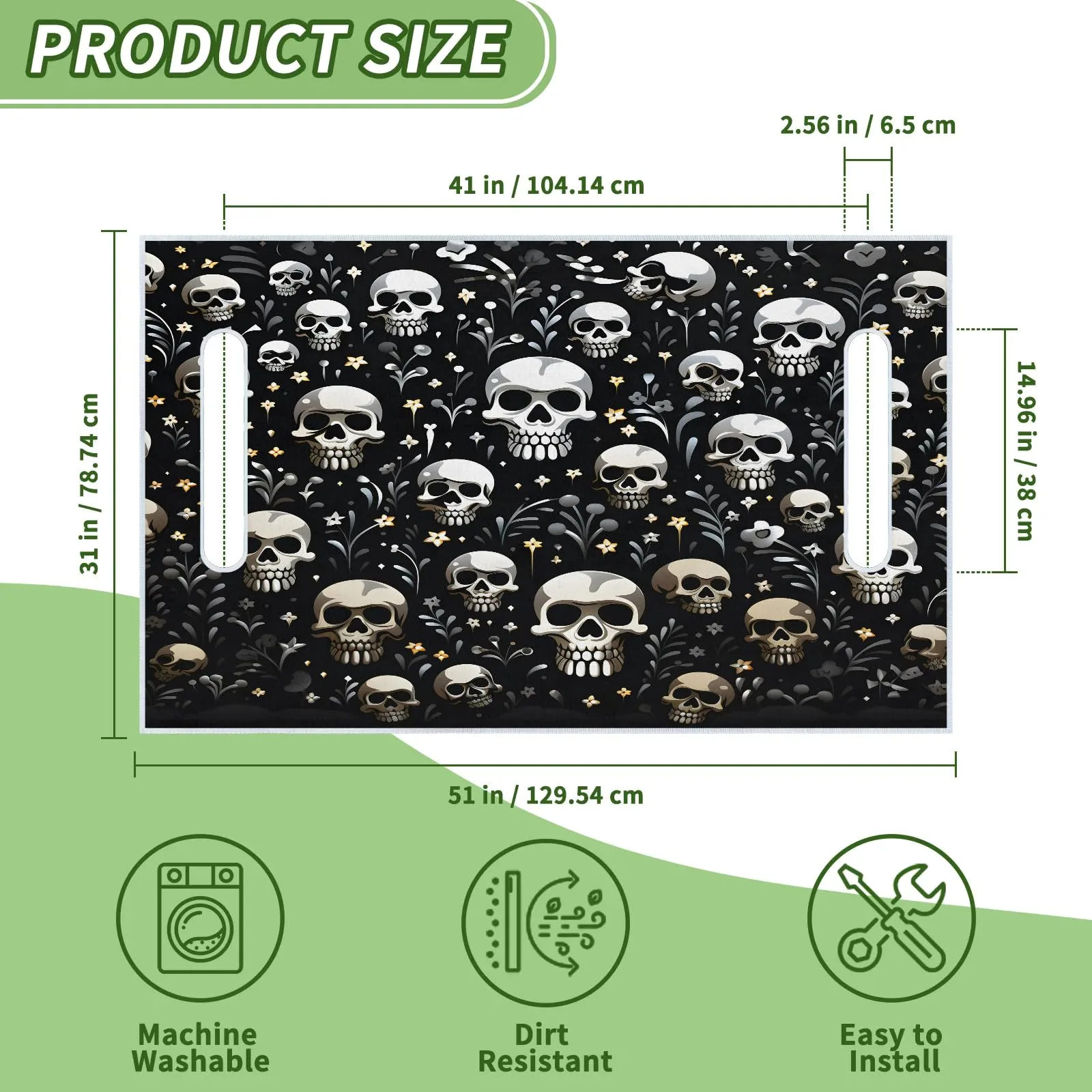 Tiveruda Halloween Skull Golf Cart Seat Cover 51 x 31 in image 2