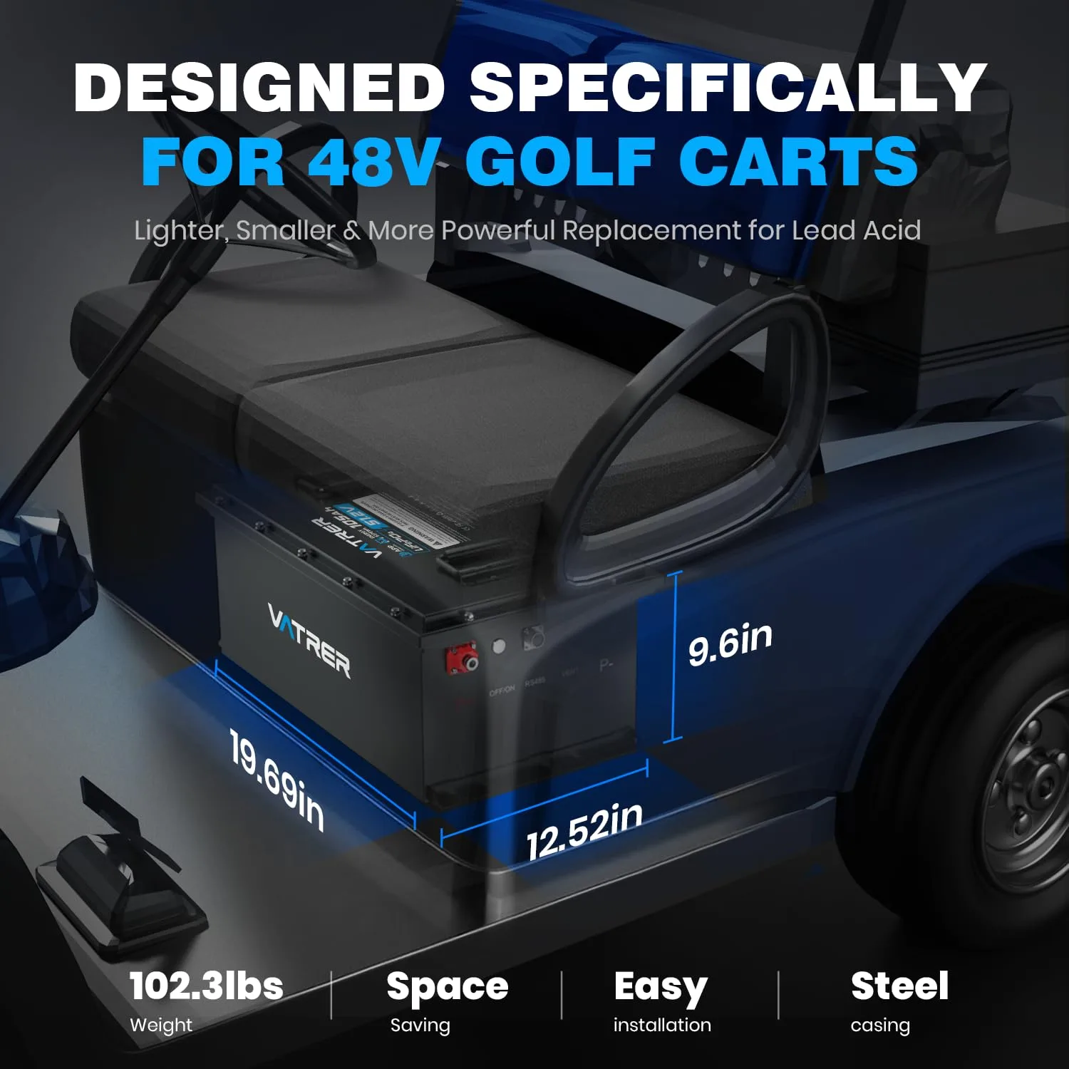 VATRER POWER 48V 105Ah Lithium Golf Cart Battery image 2