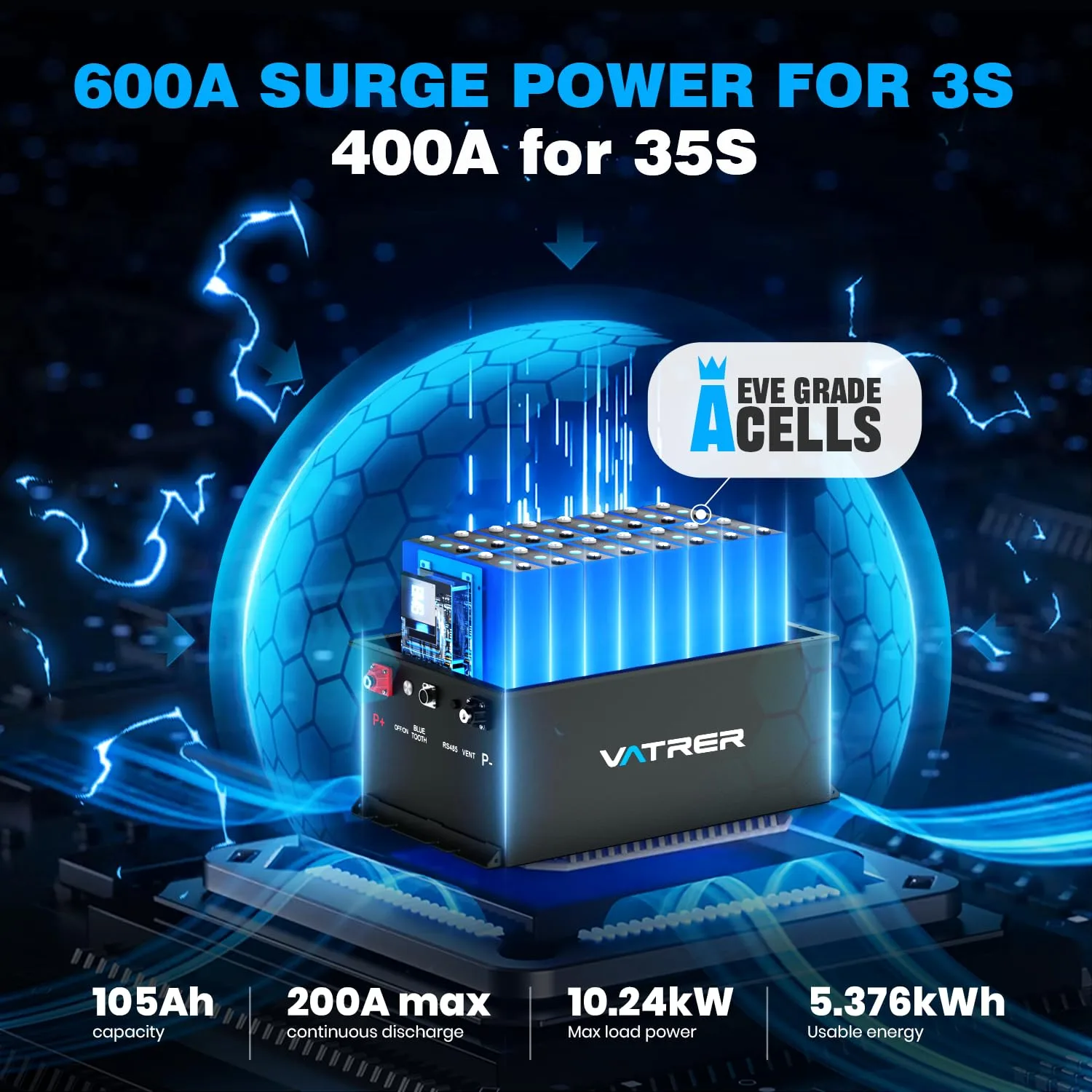 VATRER POWER 48V 105Ah Lithium Golf Cart Battery image 4