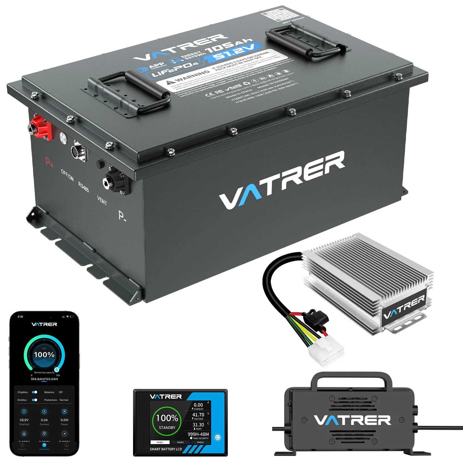 VATRER POWER 48V 105Ah Lithium Golf Cart Battery