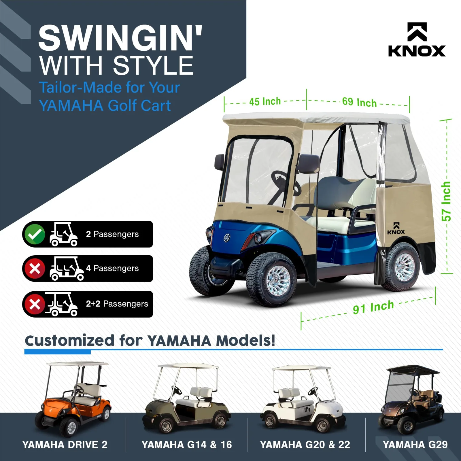 KNOX GLF051 Golf Cart Enclosure for Yamaha G14-G29, Drive 2 image 2