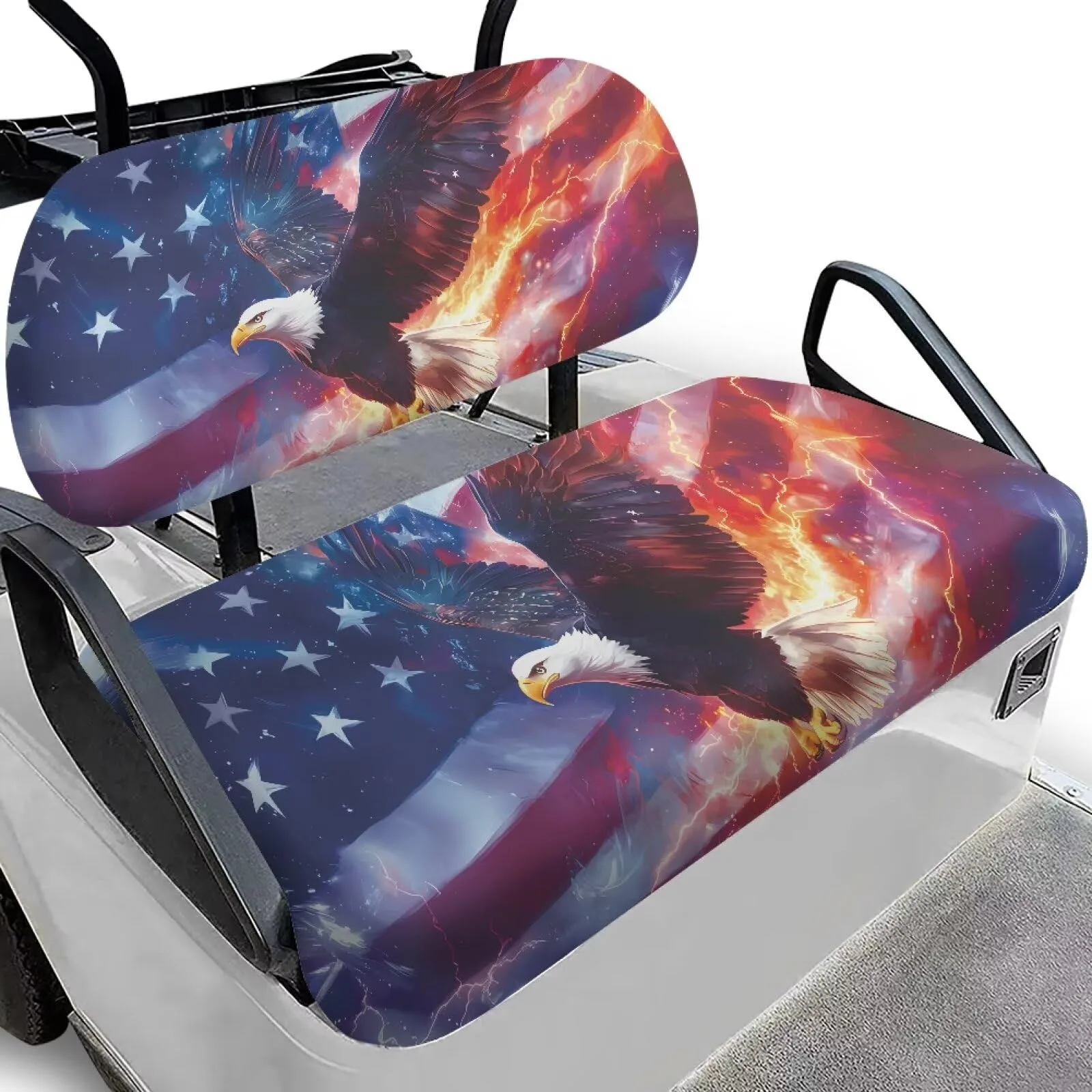 Quidrwyo American Flag Eagle Golf Cart Seat Covers