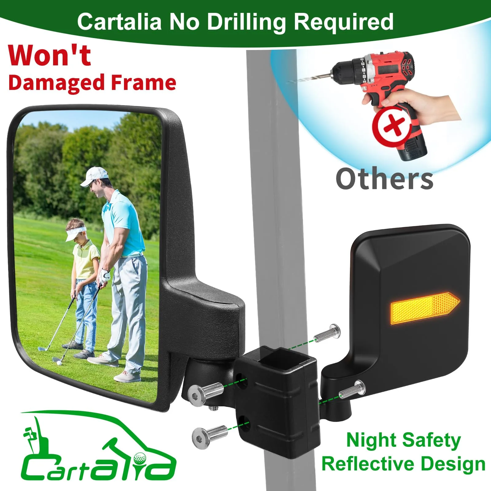 Cartalia GCM688 Golf Cart Rearview and Side Mirror Kit image 2