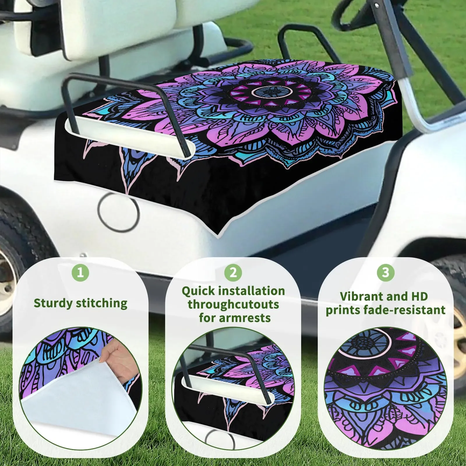 Tiveruda Mandala Golf Cart Seat Cover, 51 x 31 Inch image 3