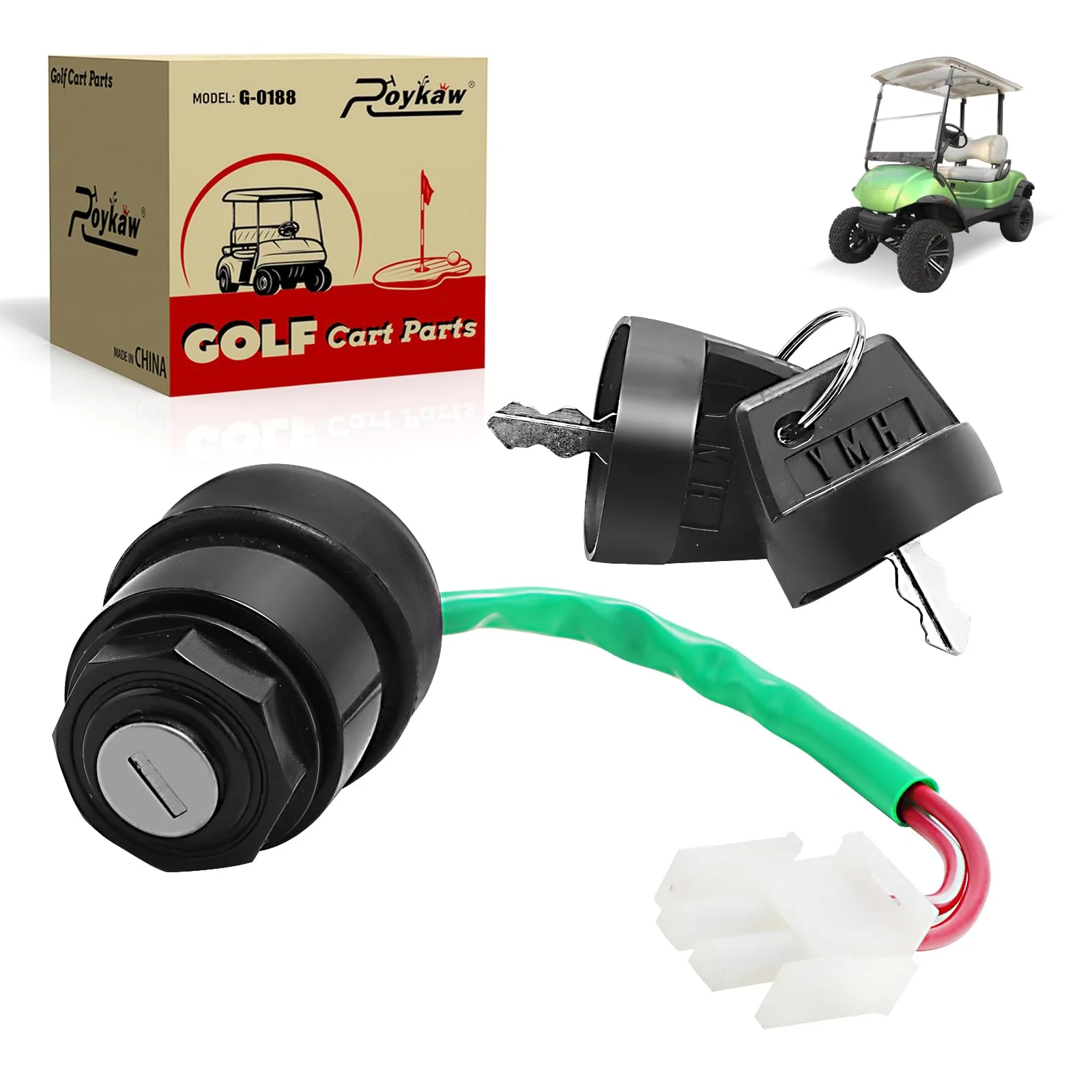 Roykaw G-0188N Ignition Key Switch for Yamaha G19/G22