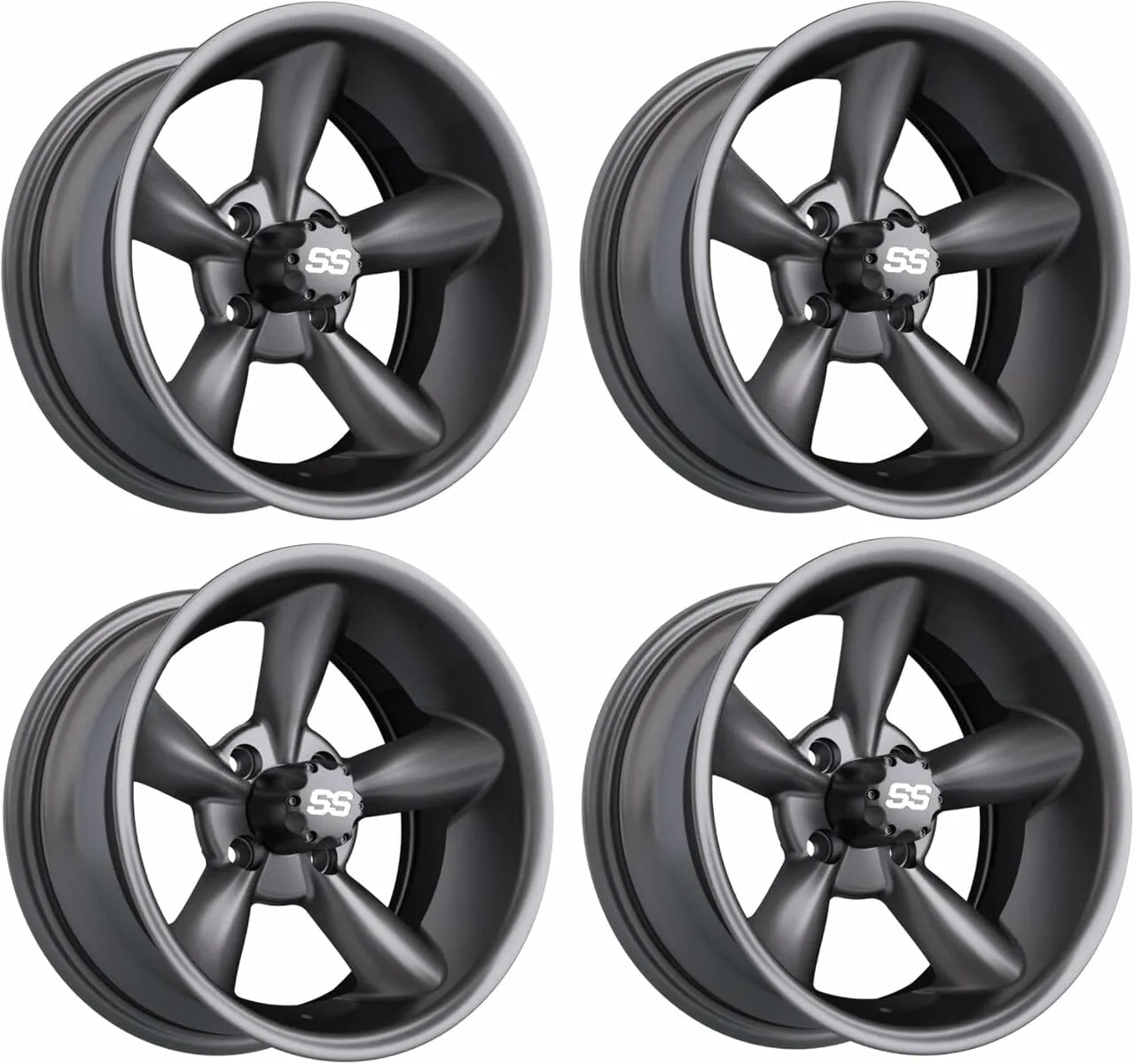 GTW Godfather 14x7 Matte Gray Golf Cart Wheel Set