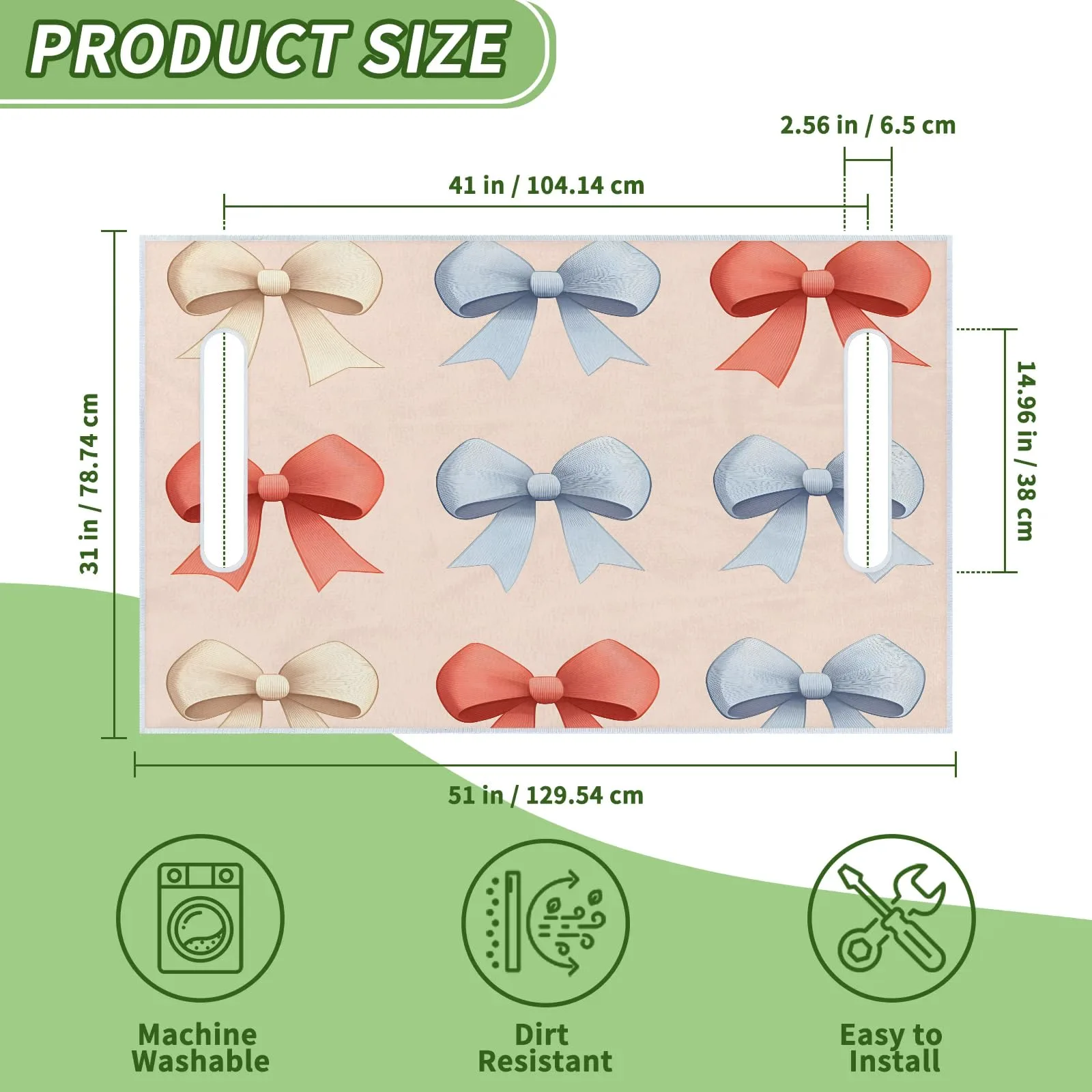 Tiveruda Cartoon Bow Knot 51" x 31" Universal Golf Cart Seat Cover image 2