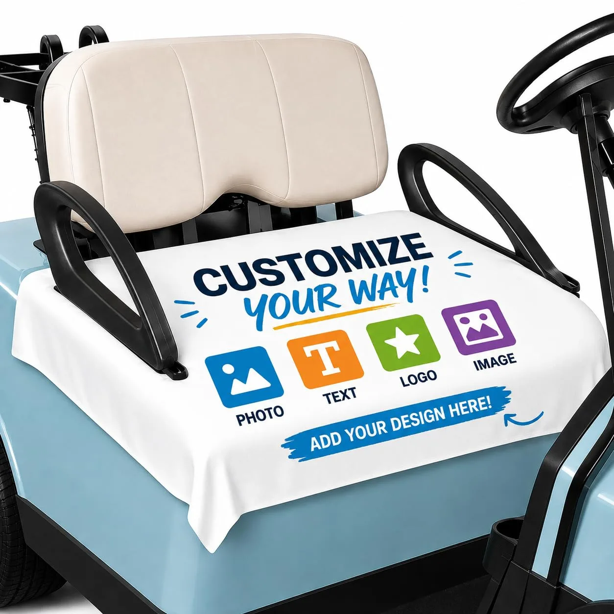 Personalized Golf Cart Seat Cover, 51 x 31-Inch Microfiber