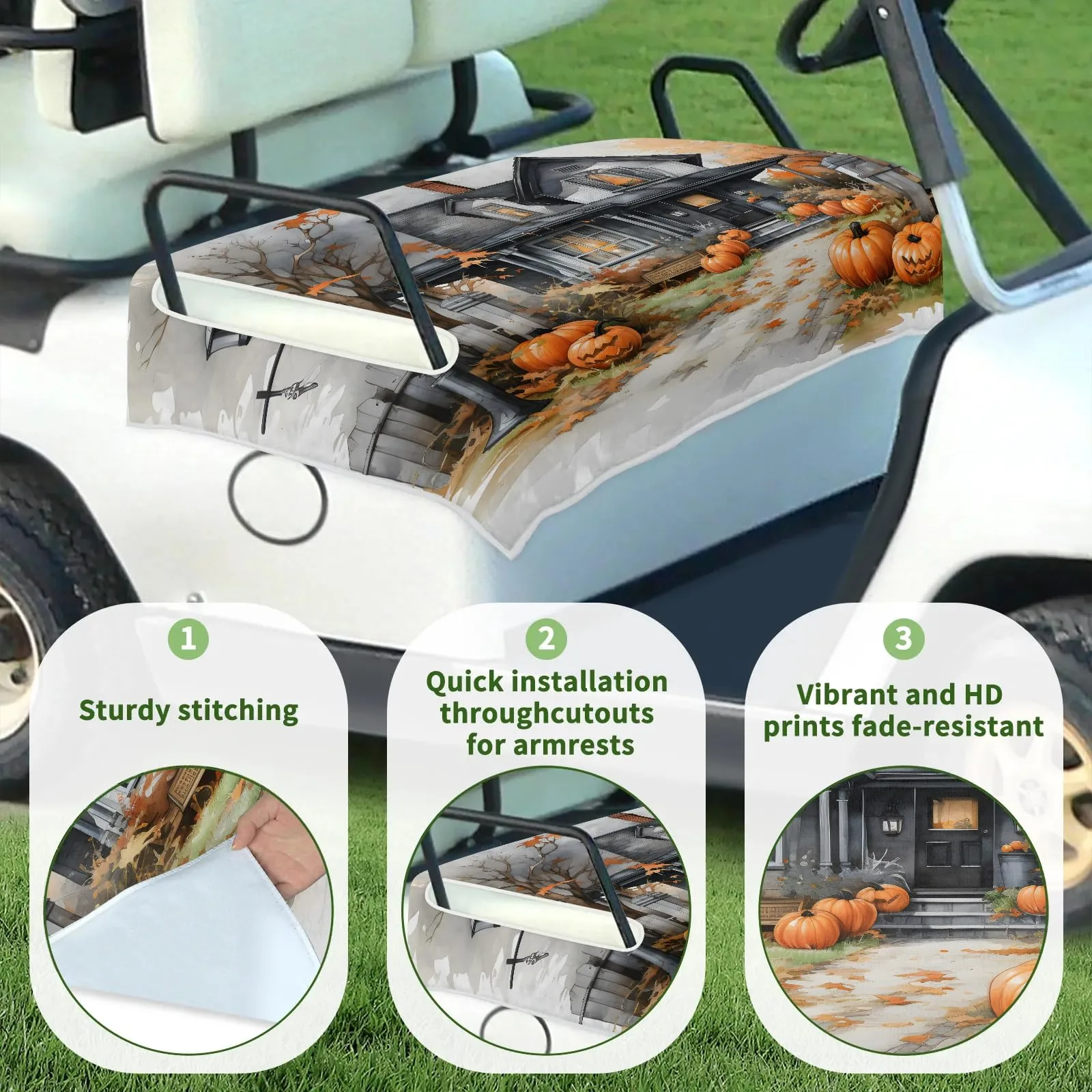 Tiveruda Halloween Pumpkins Golf Cart Seat Cover image 3