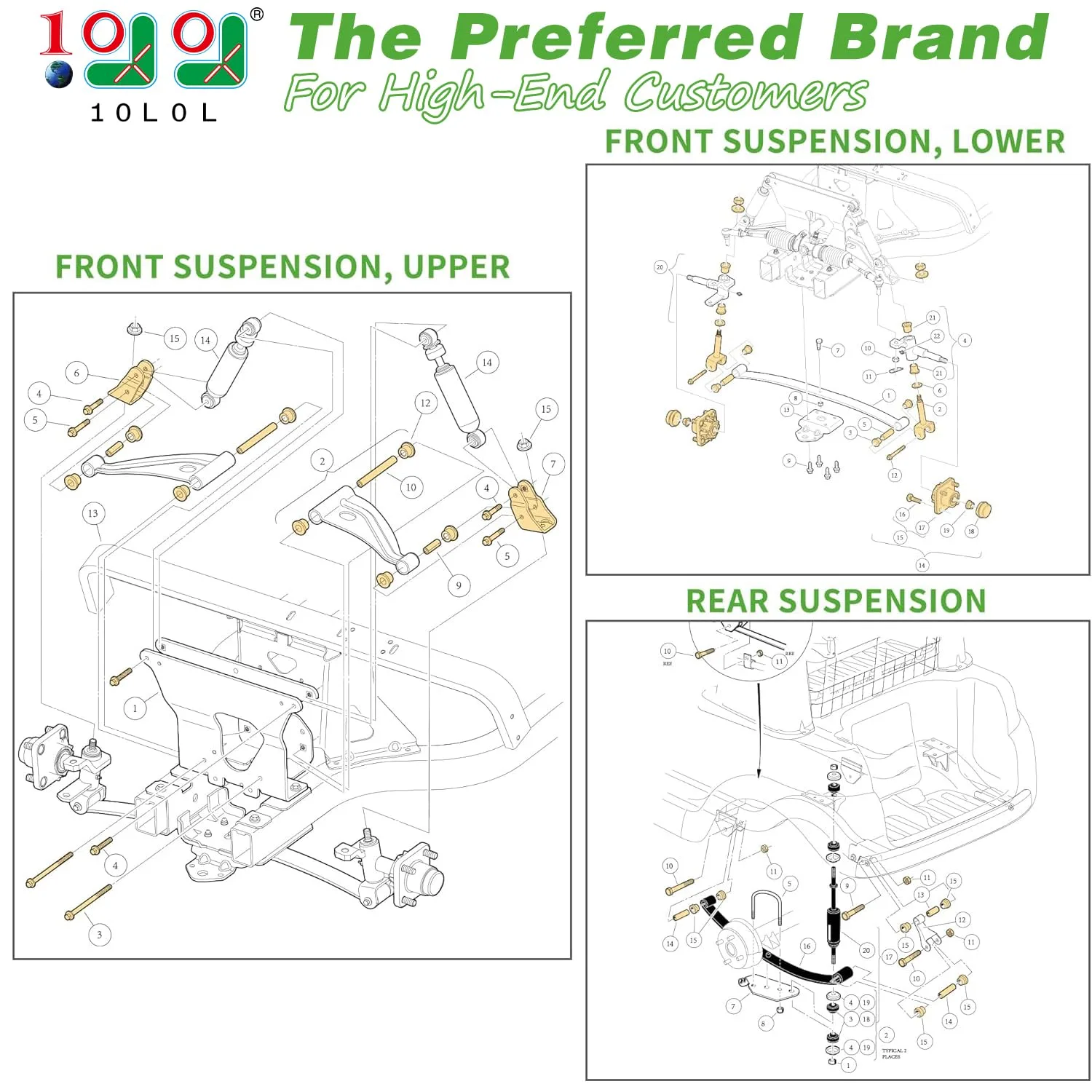 10L0L Club Car Precedent Front and Rear Repair Kit image 3