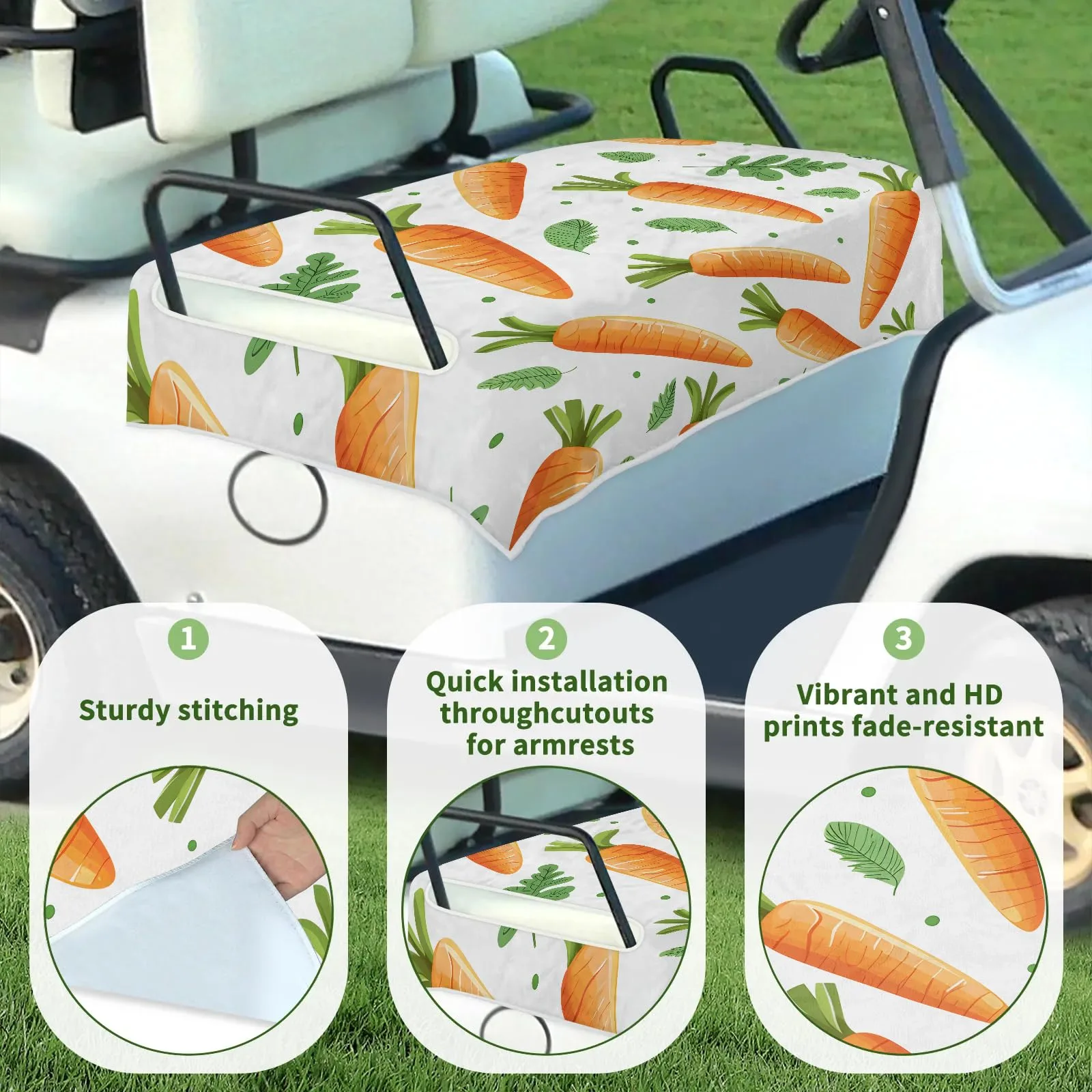 Tiveruda Carrot Golf Cart Seat Cover for Double Seats image 3