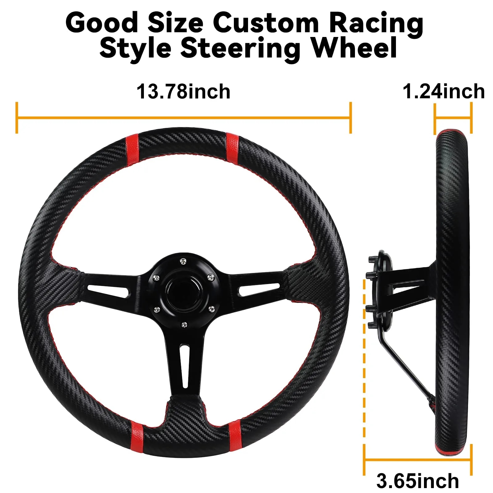 MOSNAI 13.7" (350mm) Deep Dish Racing Steering Wheel — 55A10165 image 2