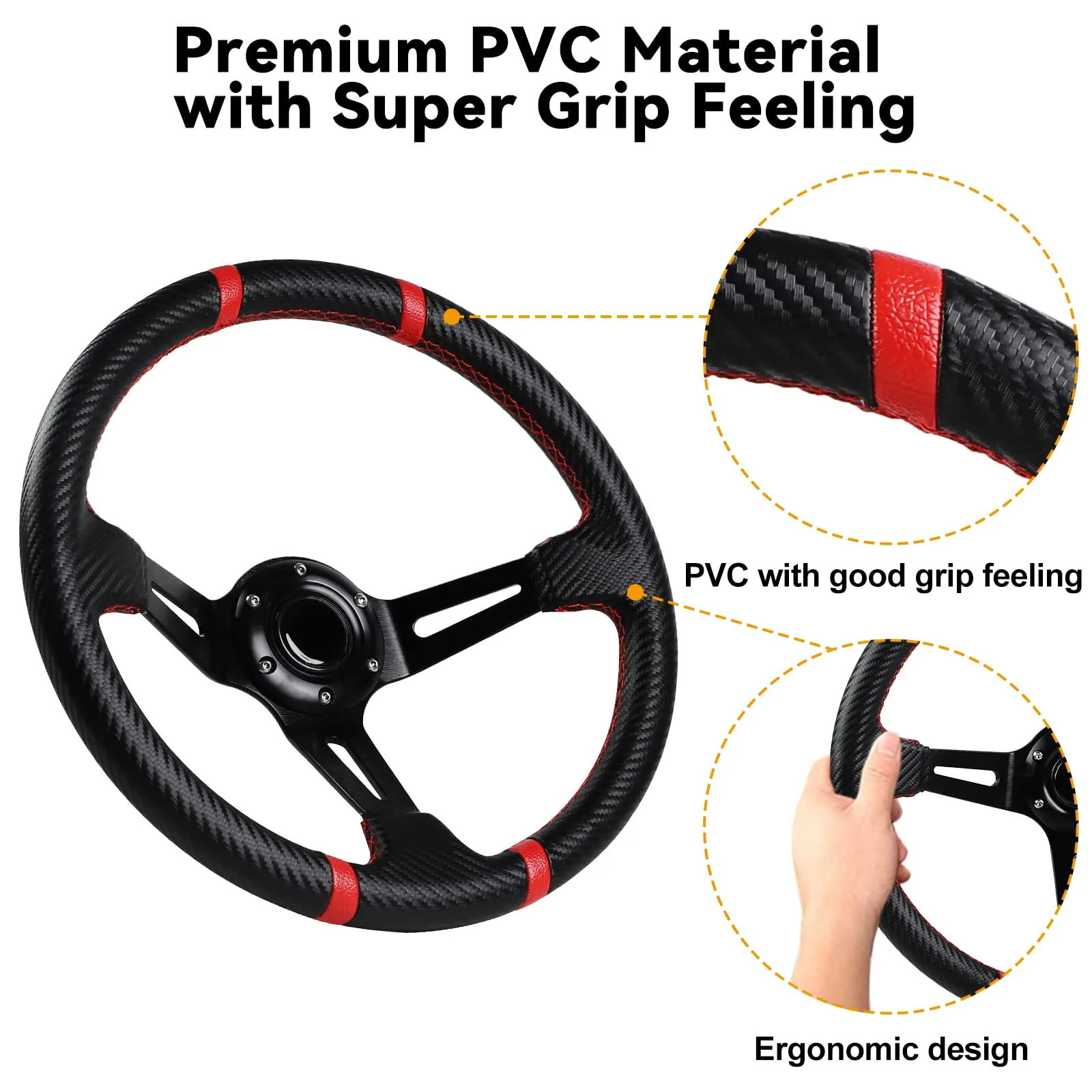 MOSNAI 13.7" (350mm) Deep Dish Racing Steering Wheel — 55A10165 image 3
