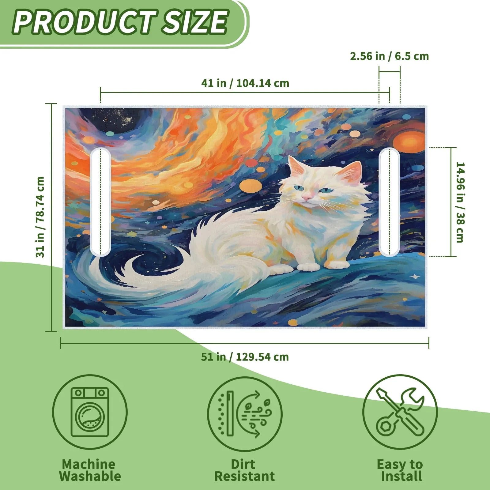 Tiveruda 51 x 31 in Starry Cat Pattern Golf Cart Seat Cover image 2