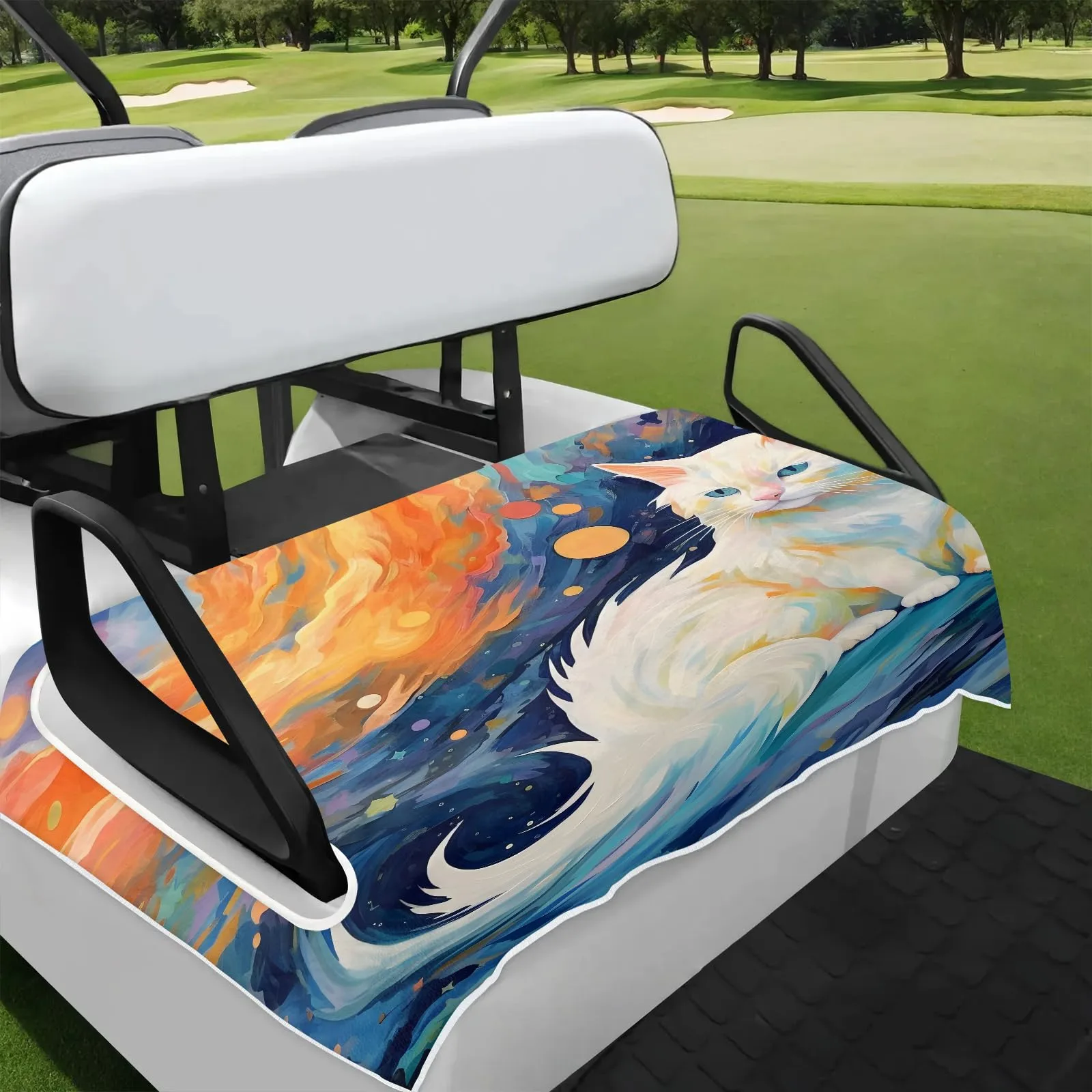 Tiveruda 51 x 31 in Starry Cat Pattern Golf Cart Seat Cover
