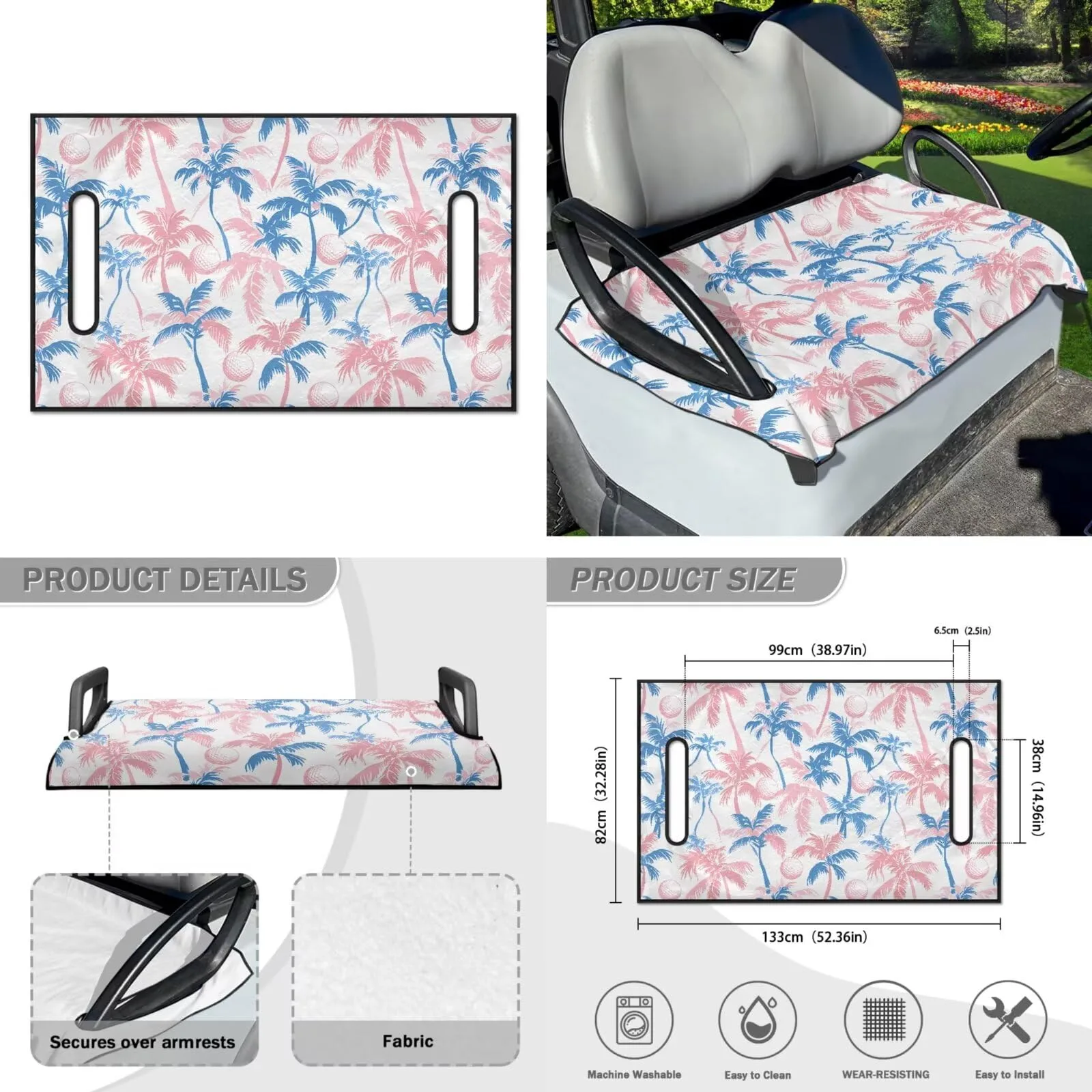Yewattles Golf Cart Seat Cover for 2-Seat Club Car image 2
