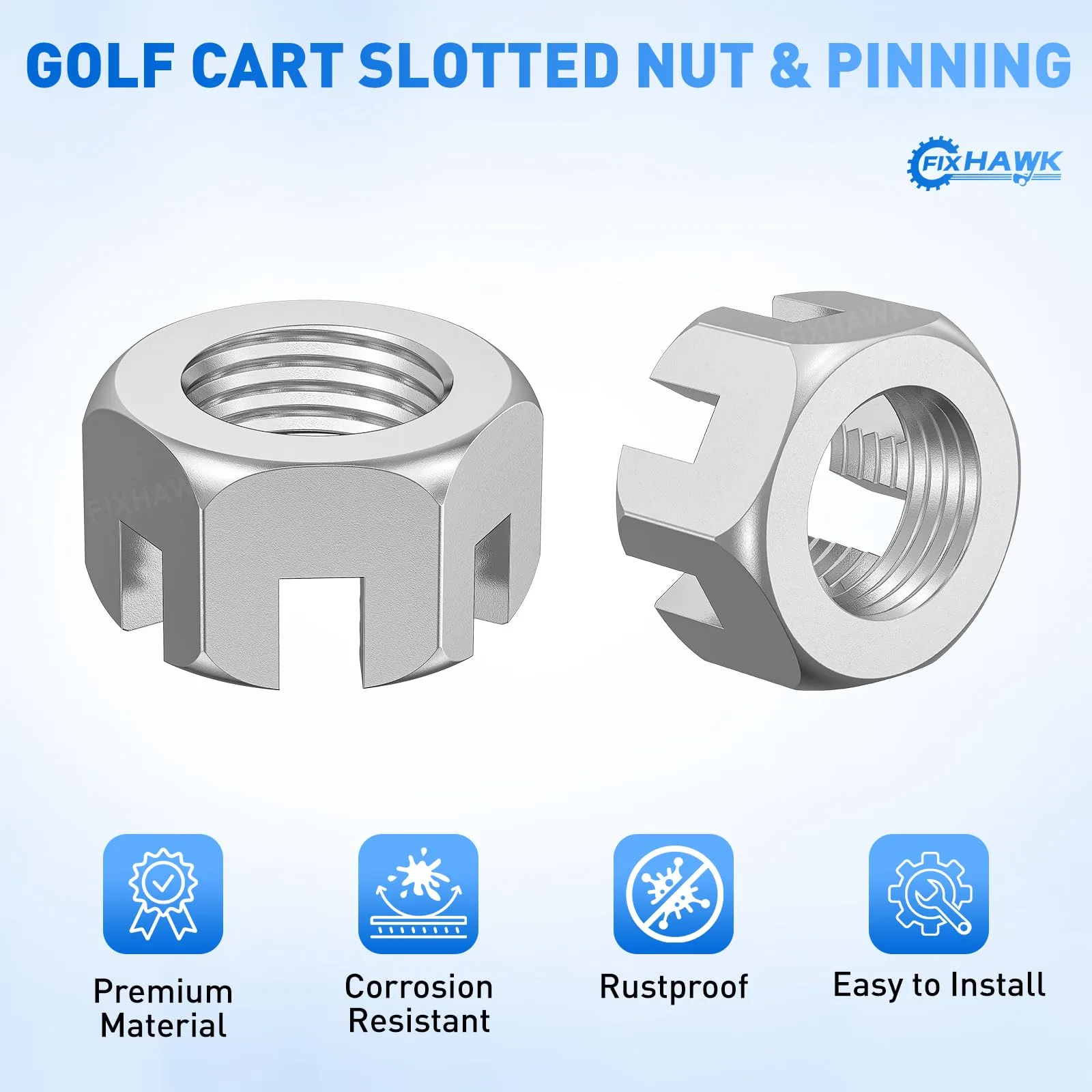 FIXHAWK EZ-GO TXT Slotted Nut & Pin Kit — 5/8-1815483-G1 image 2