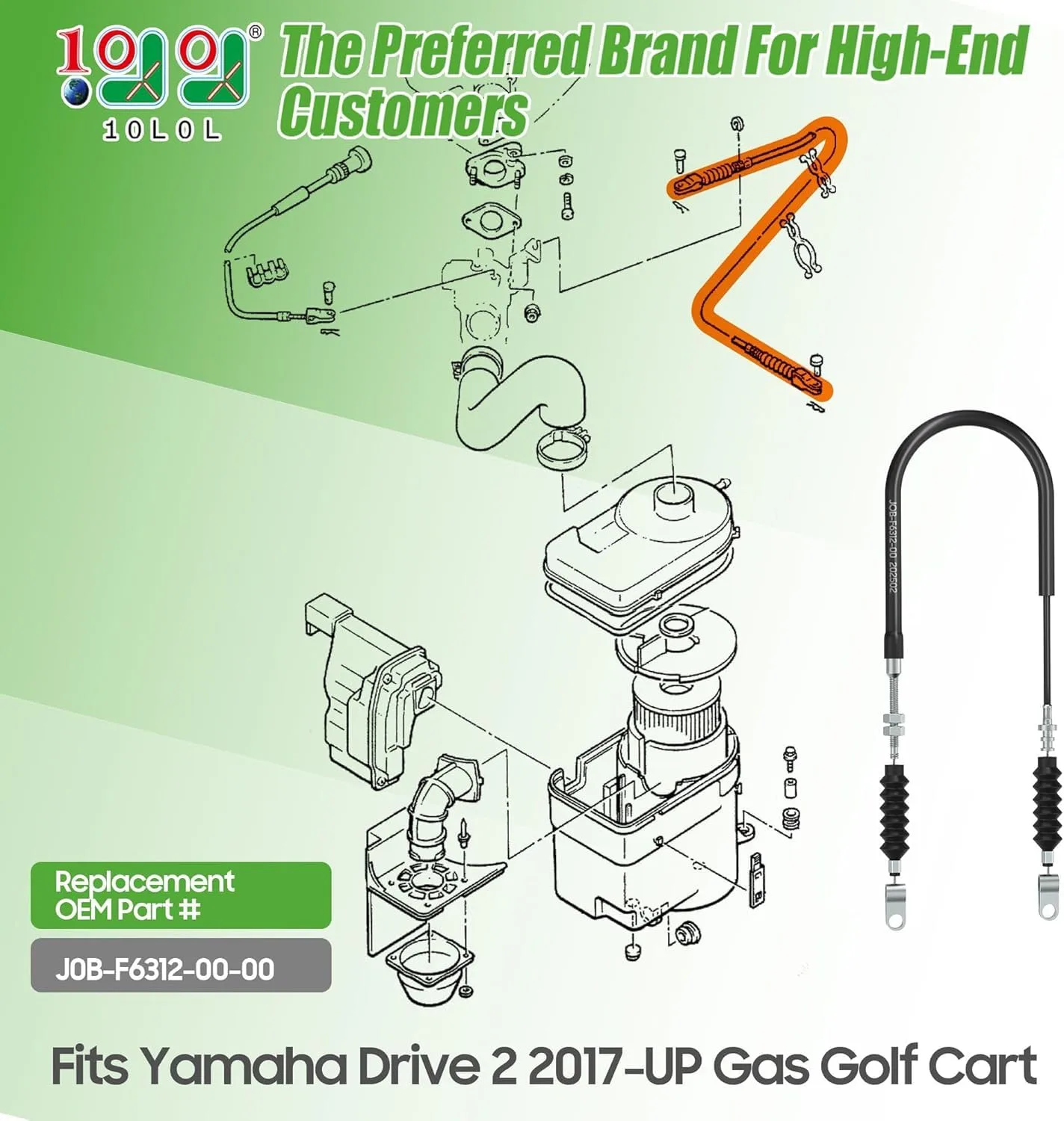 10L0L Throttle Cable J0B-F6312-00-00 for Yamaha Drive 2 Gas (2017+) image 2