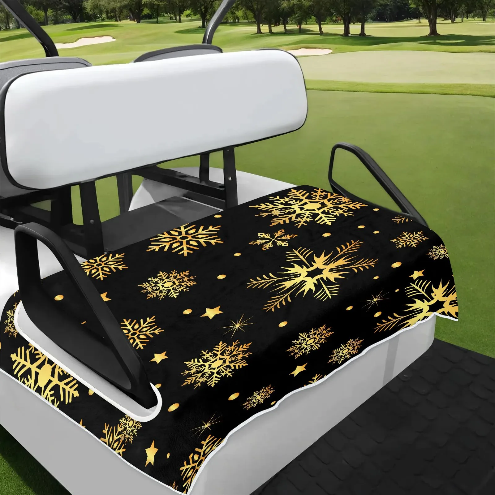 Tiveruda White Snowflake Golf Cart Seat Cover, 51 x 31 in.