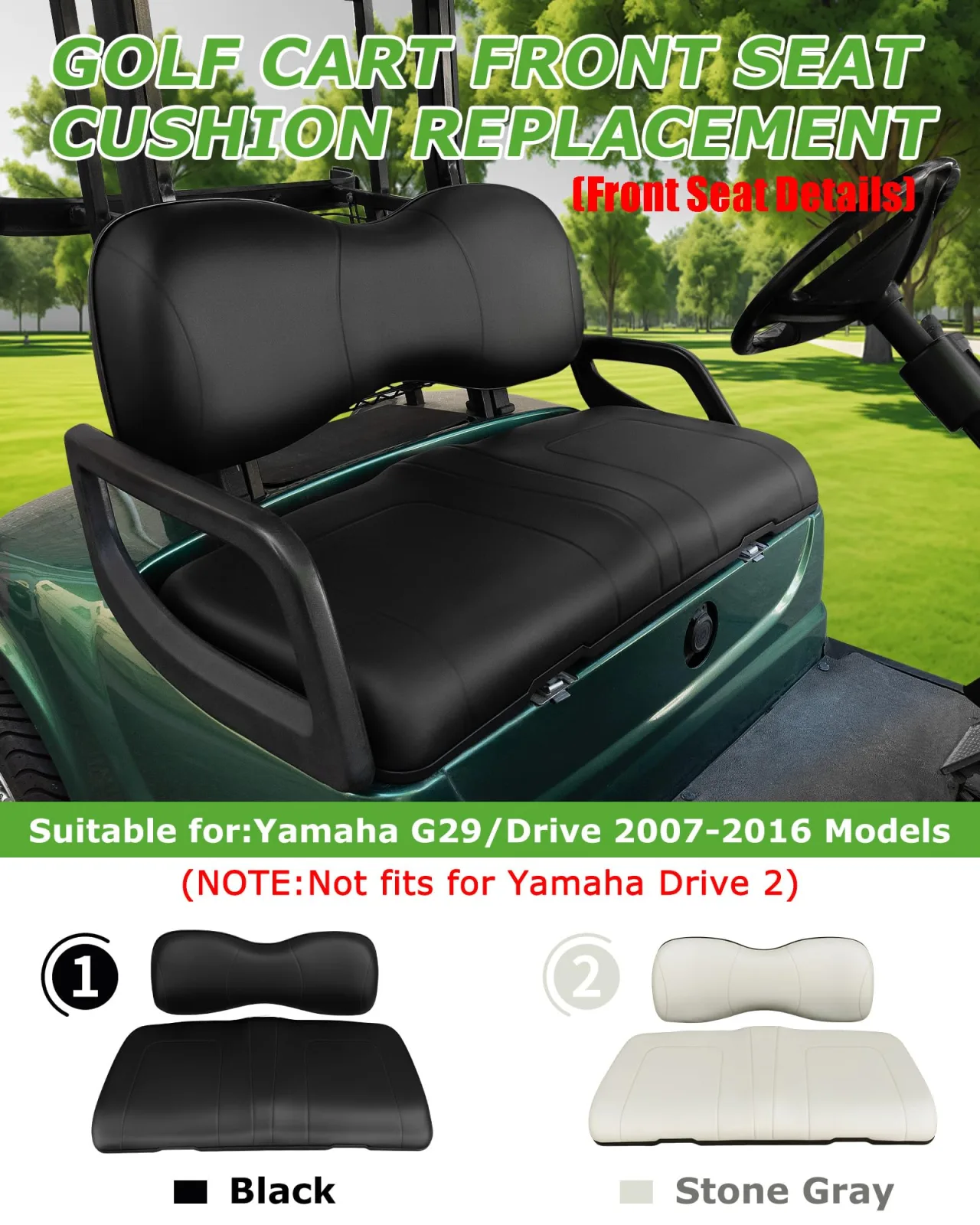 HEOHOU Golf Cart Front and Rear Seat Cushion Bundle image 2