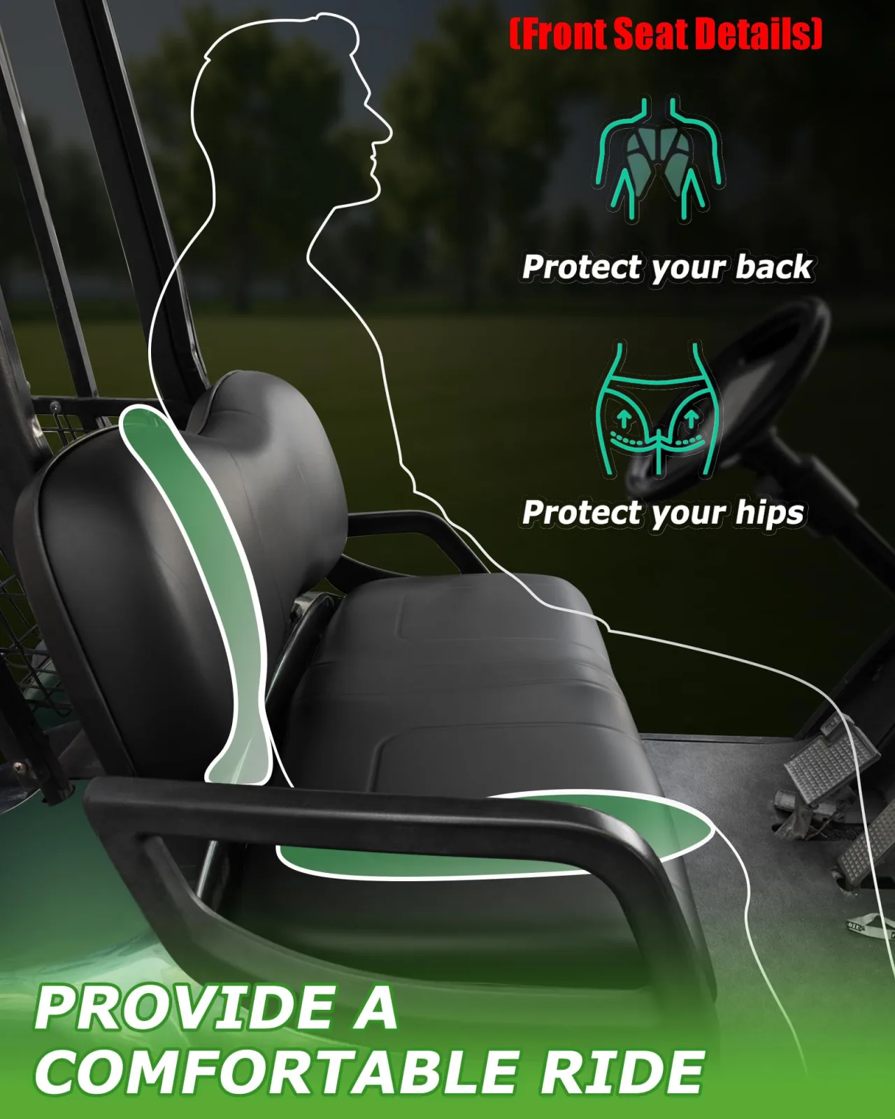 HEOHOU Golf Cart Front and Rear Seat Cushion Bundle image 3
