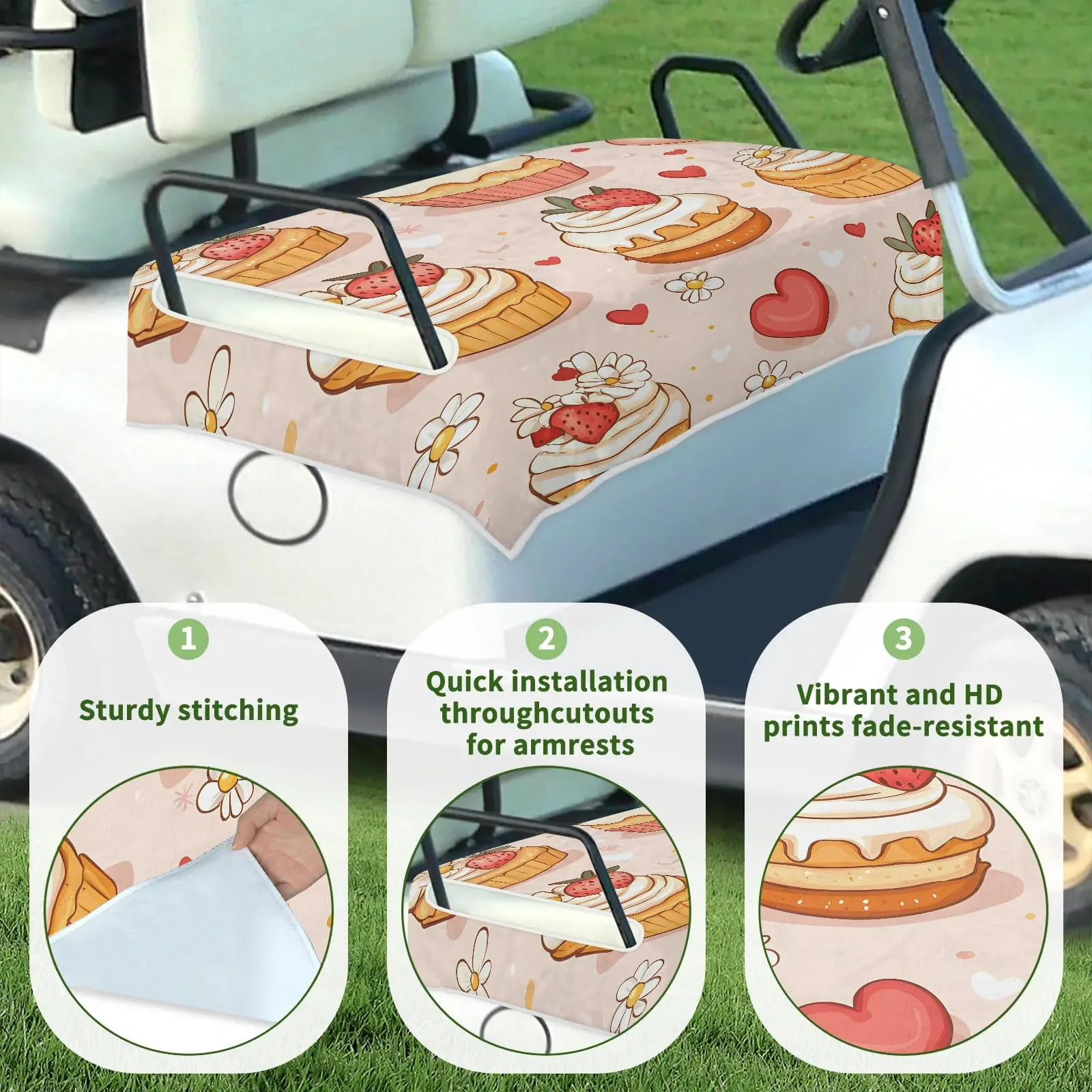 Tiveruda Golf Cart Seat Cover for Double Seats image 3