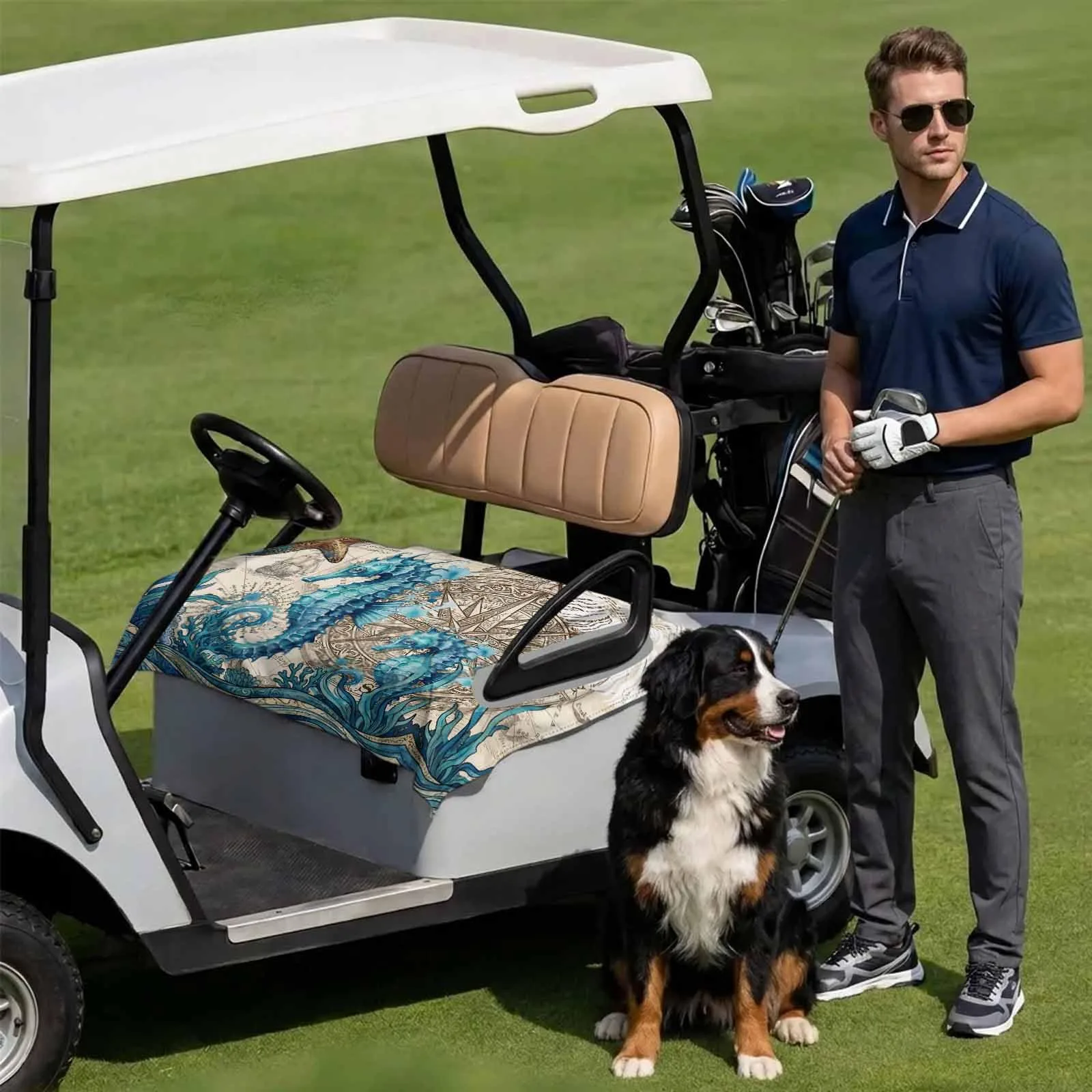 DecorLovee Golf Cart Seat Cover, Beige, 51 x 31 Inch image 3