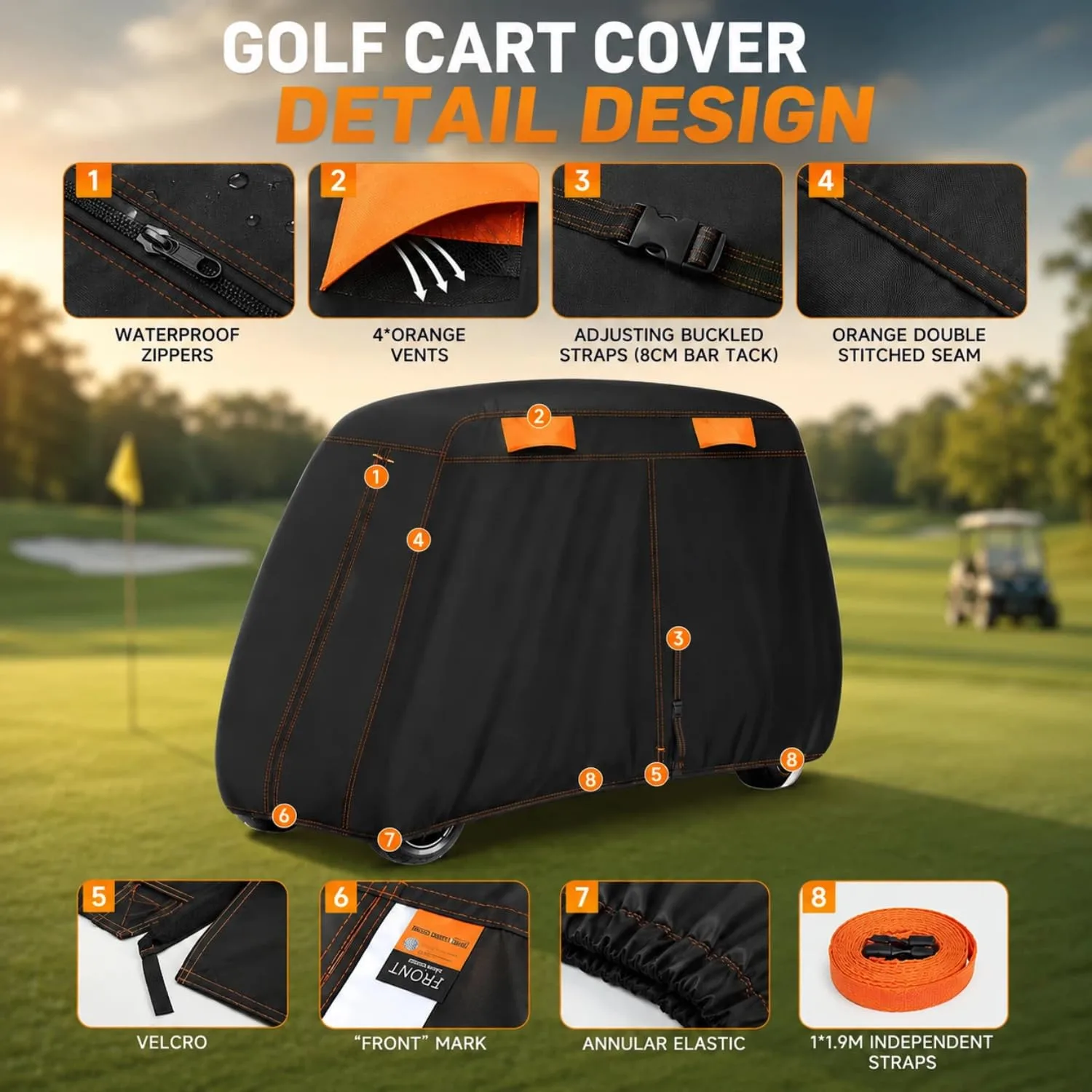 ikdhcna Golf Cart Cover for Evolution D5 Maverick 4+2 6 image 3