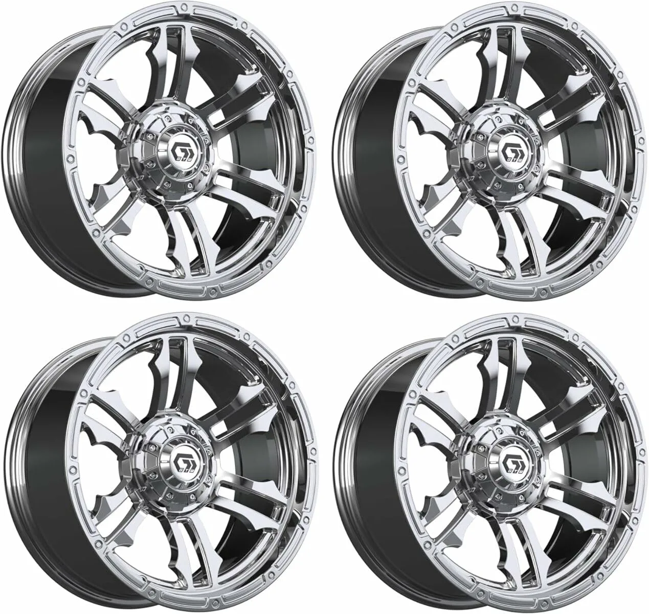 GTW Shogun 15-Inch Chrome Golf Cart Wheel Set 19-407