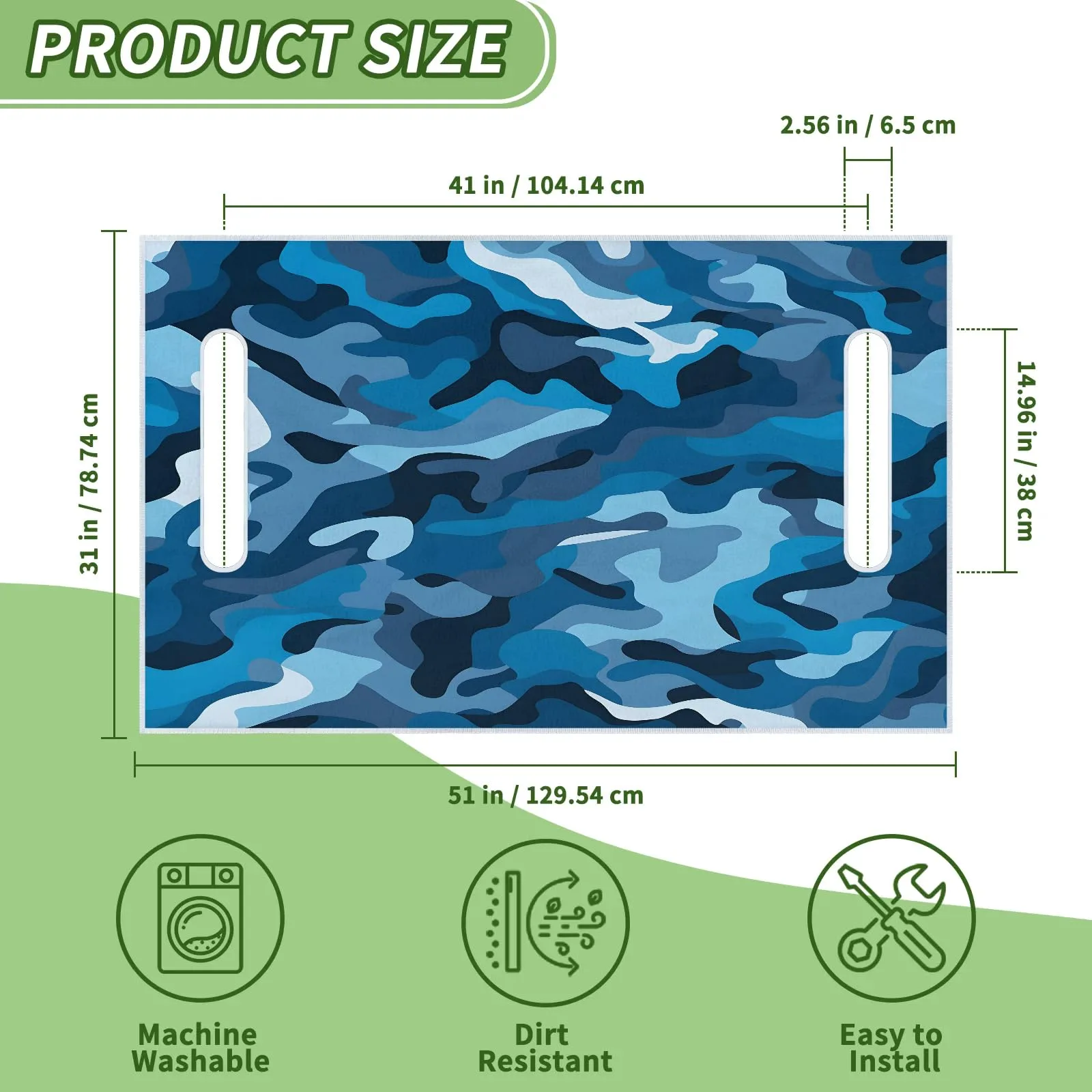 Tiveruda Camo Blue Golf Cart Seat Cover, 51 x 31 in image 2