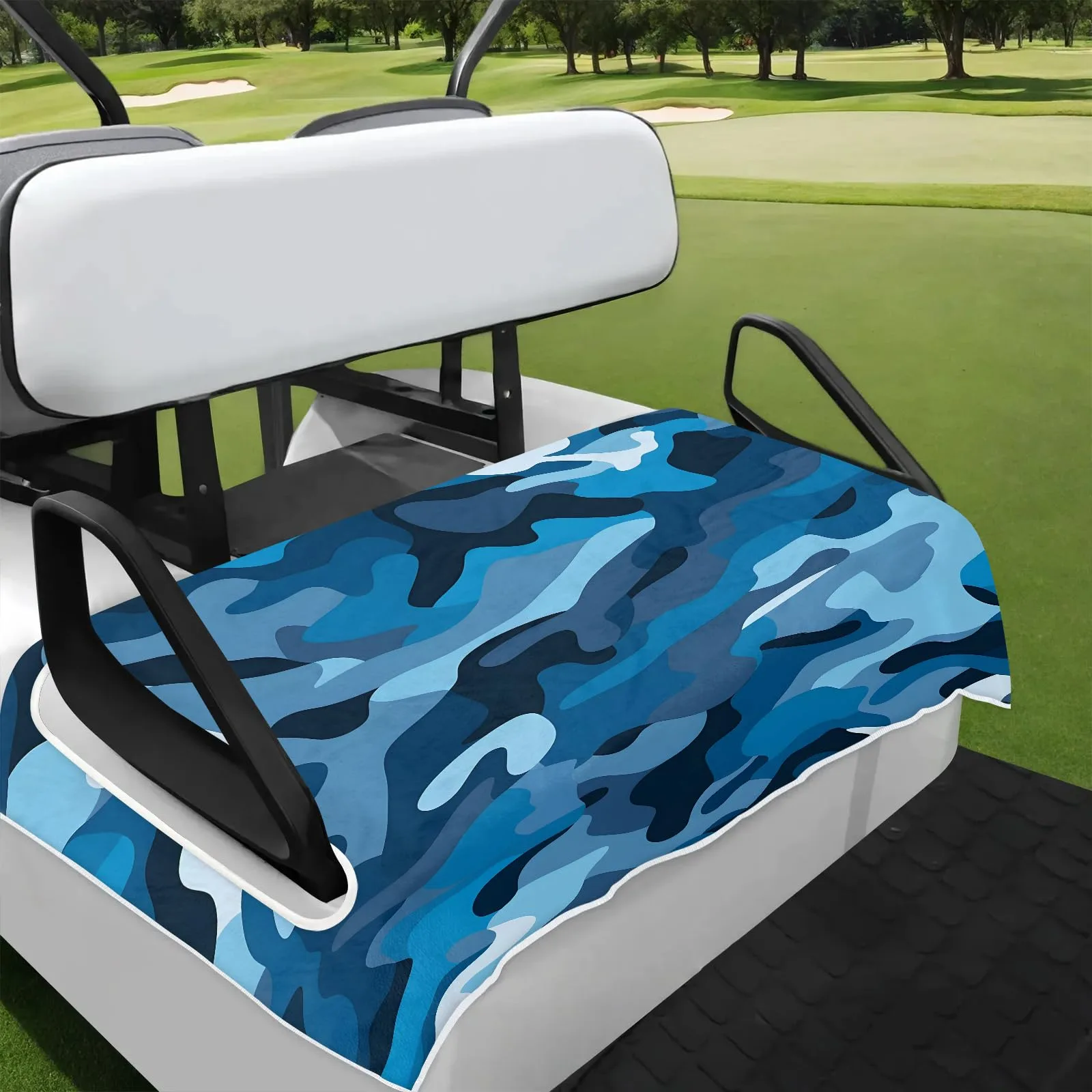 Tiveruda Camo Blue Golf Cart Seat Cover, 51 x 31 in