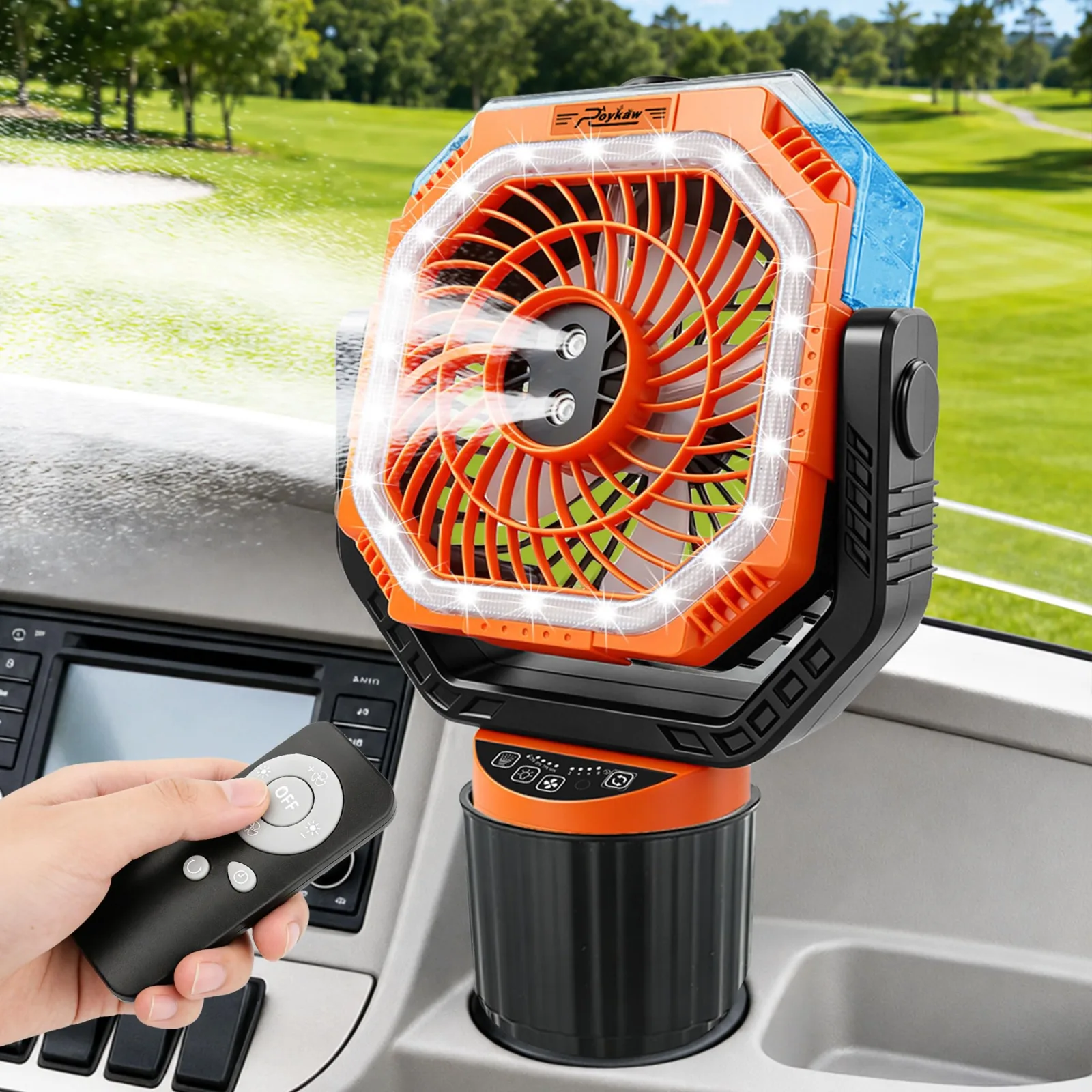 Roykaw AP0696 Rechargeable Golf Cart Misting Fan