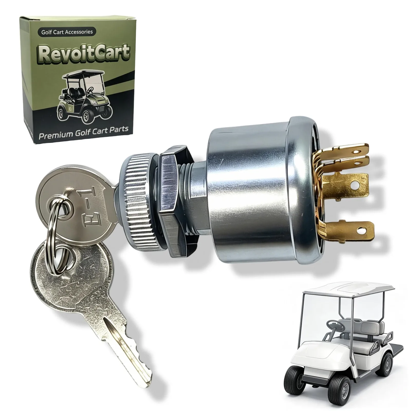RevoitCart E-Z-GO Ignition Key Switch, 3-Way 4-Terminal