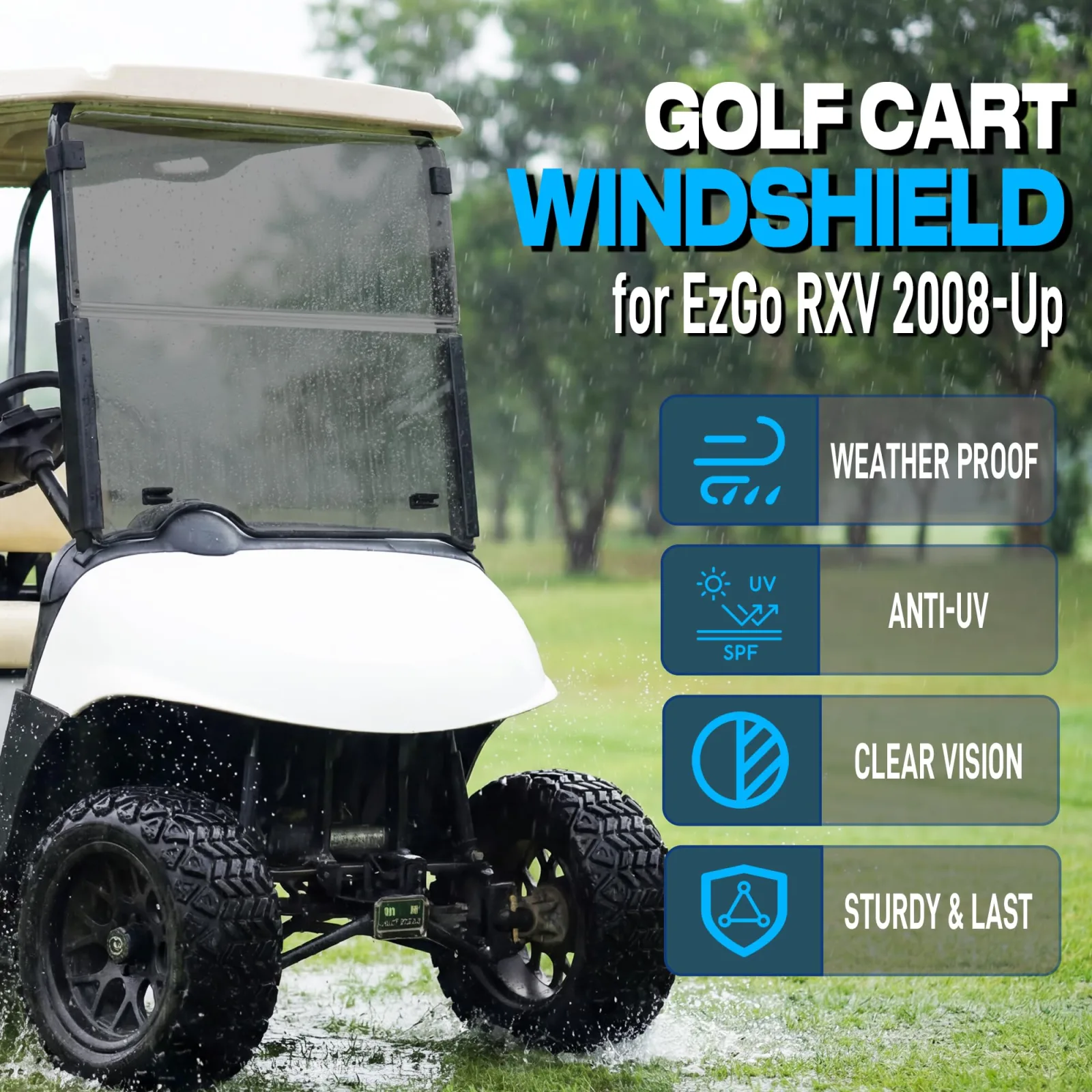 Mixopoly Tinted Foldable Windshield for E-Z-GO RXV image 2