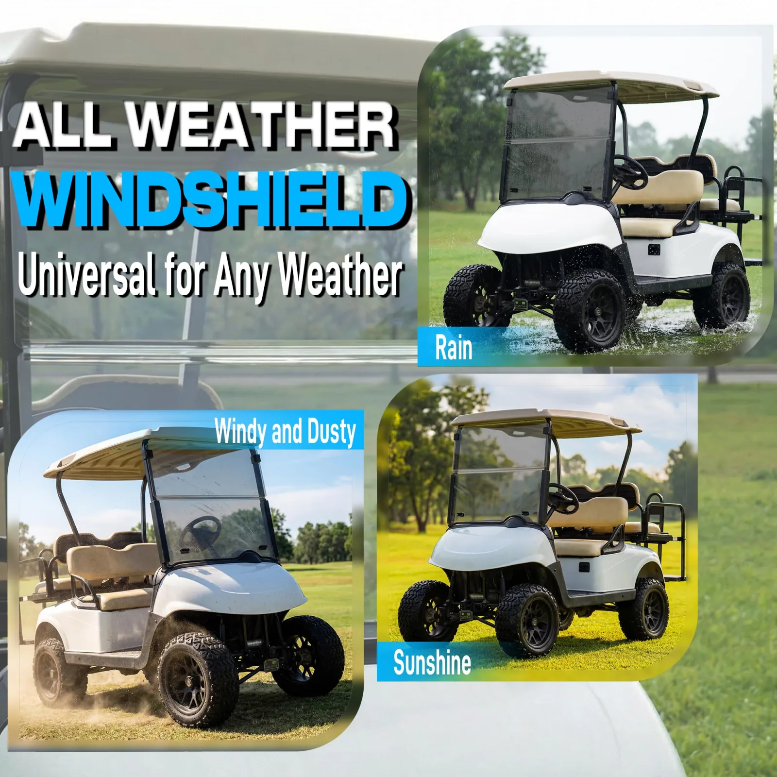Mixopoly Tinted Foldable Windshield for E-Z-GO RXV image 3