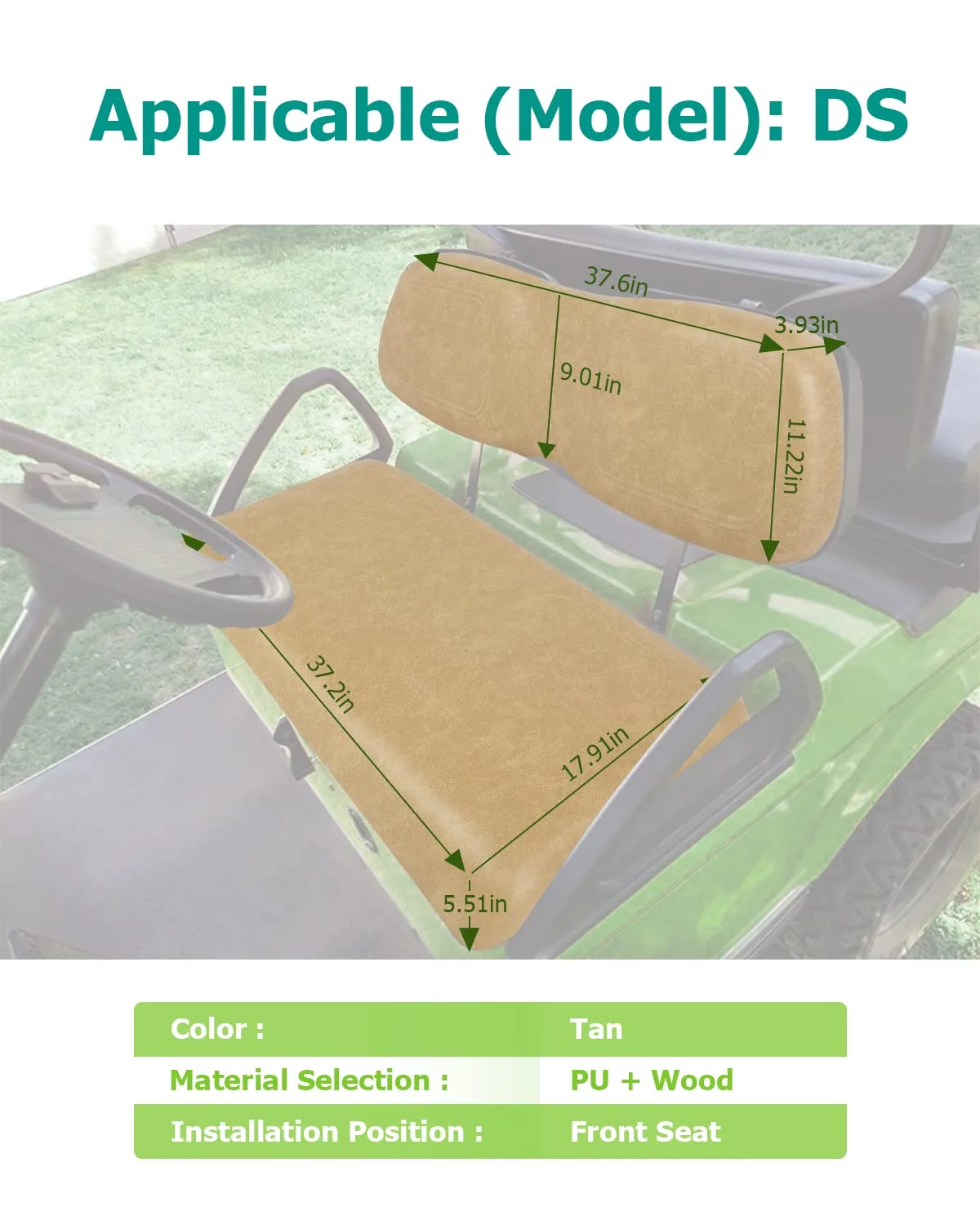 ILVGOLF Tan Front Seat Cushions for Club Car DS image 2