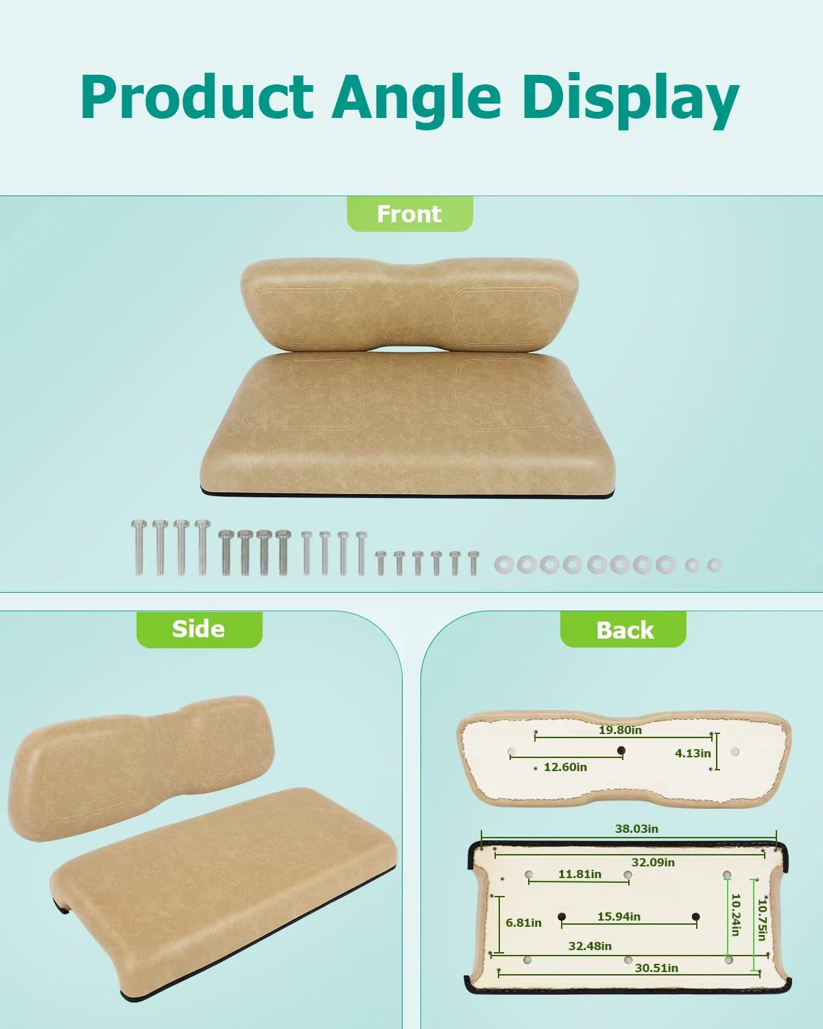 ILVGOLF Tan Front Seat Cushions for Club Car DS image 3