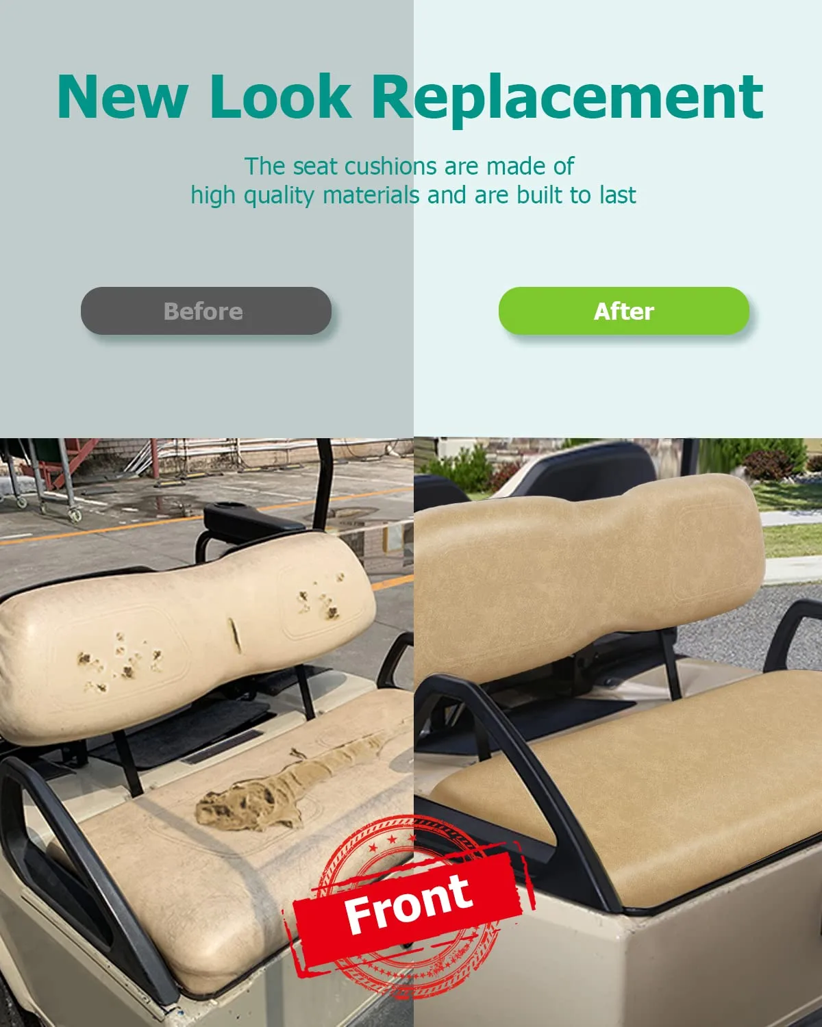 ILVGOLF Tan Front Seat Cushions for Club Car DS image 4