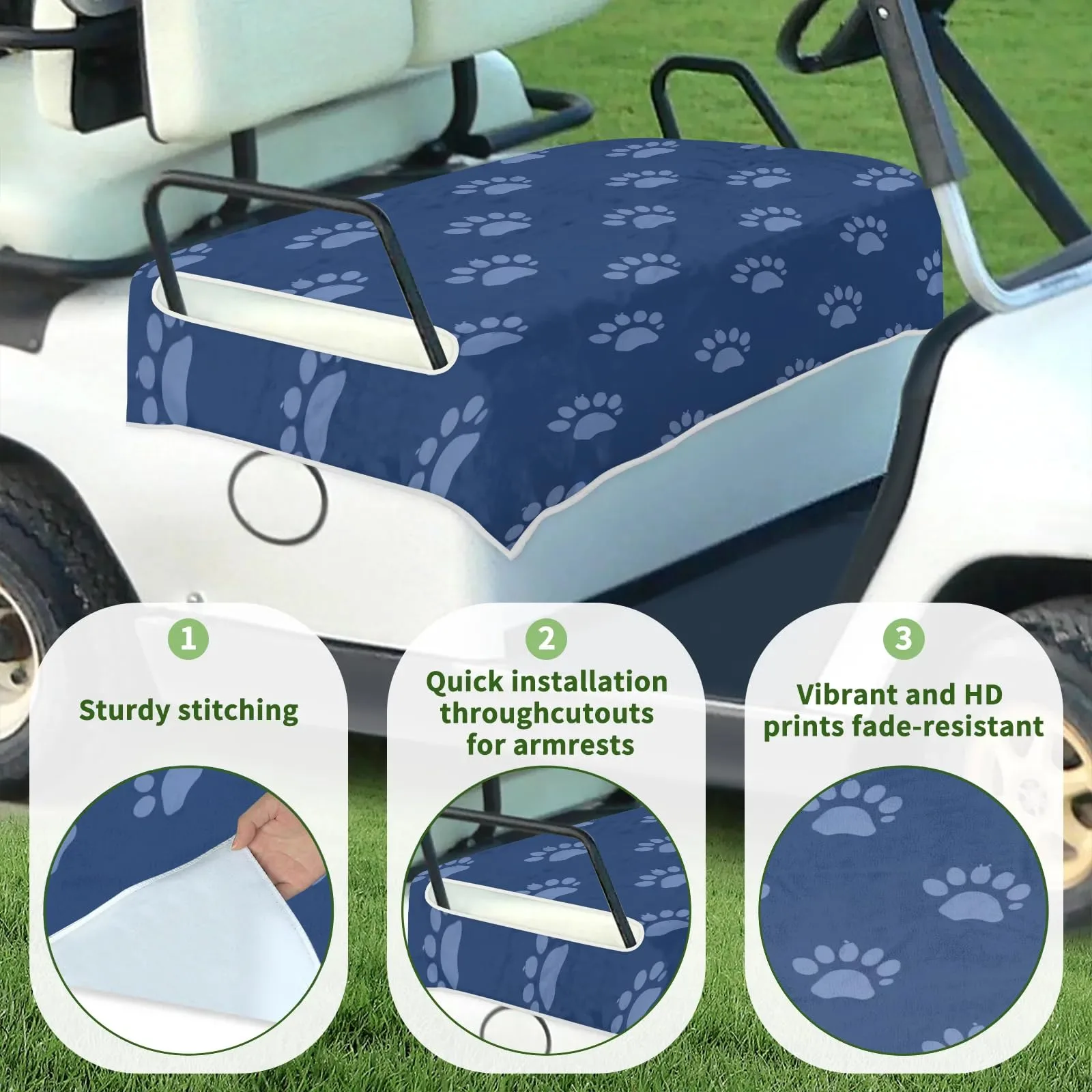 Tiveruda Dog Paw Golf Cart Seat Cover 51 x 31 Inch image 3