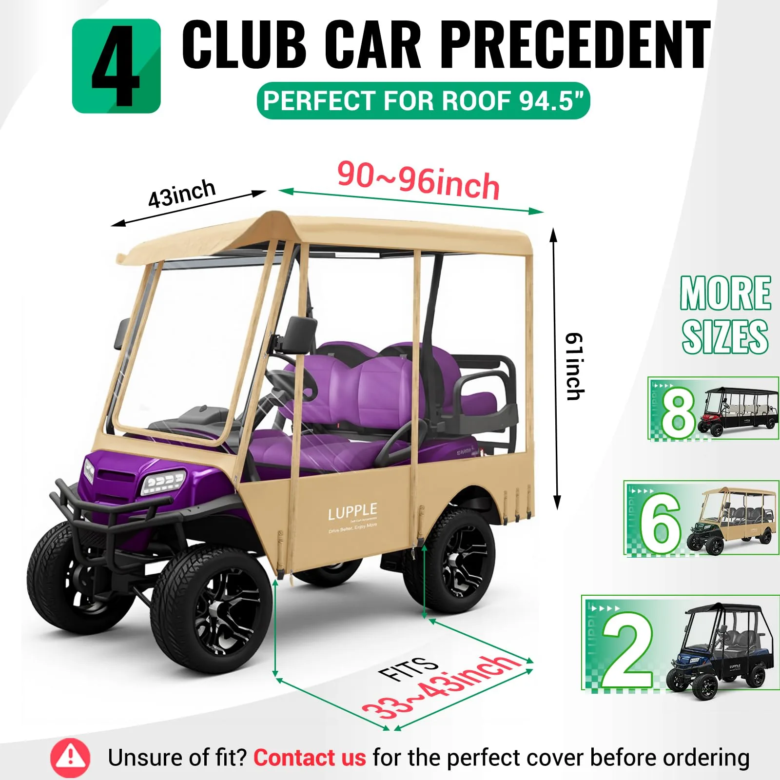 LUPPLE Club Car Precedent 4-Passenger Golf Cart Enclosure image 2