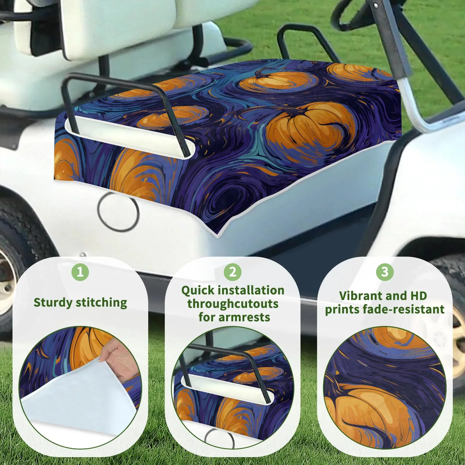 Tiveruda Halloween Pumpkin Golf Cart Seat Cover 51 x 31 image 3