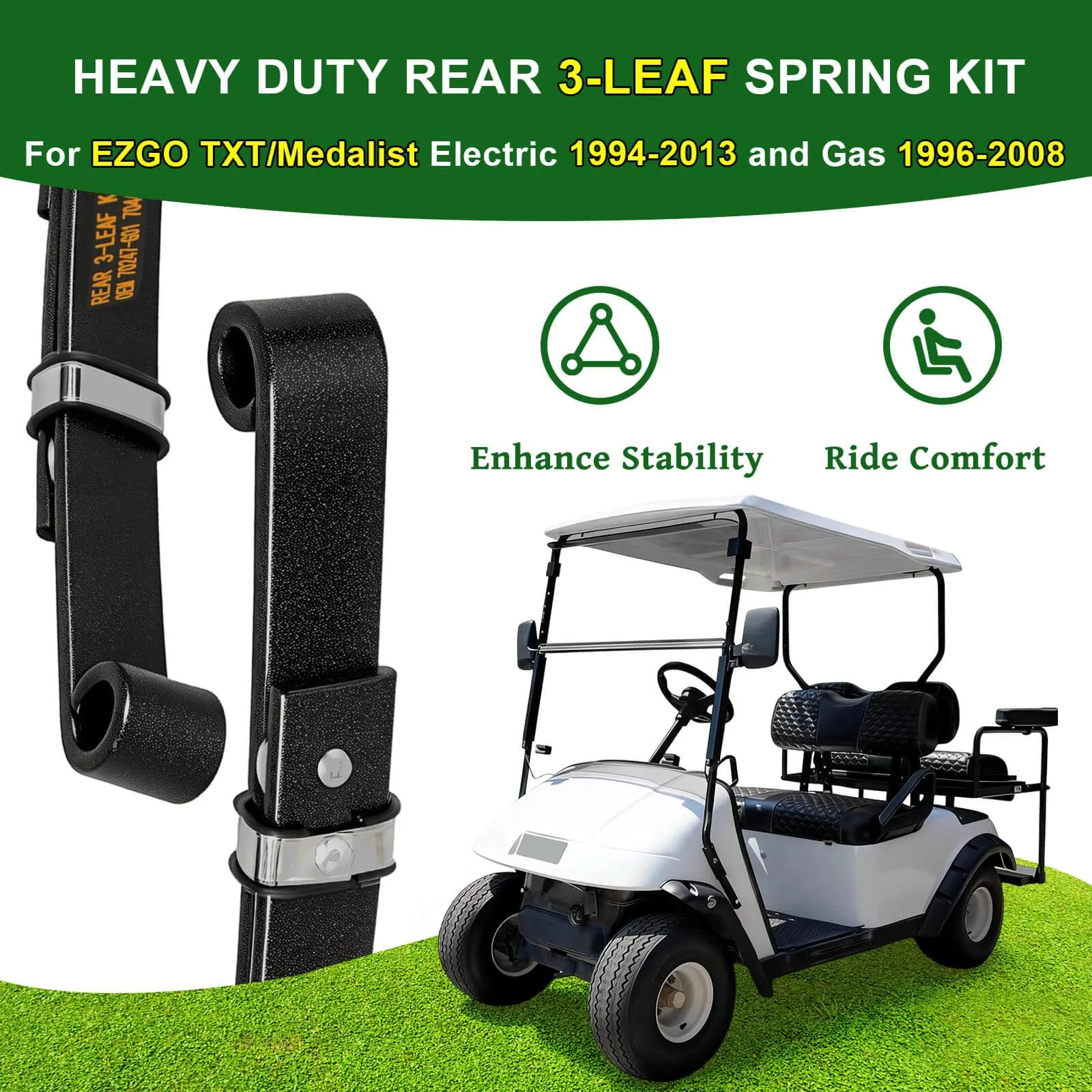 Cartalia Heavy-Duty Rear 3-Leaf Spring Kit for E-Z-GO TXT - TXT357 image 2