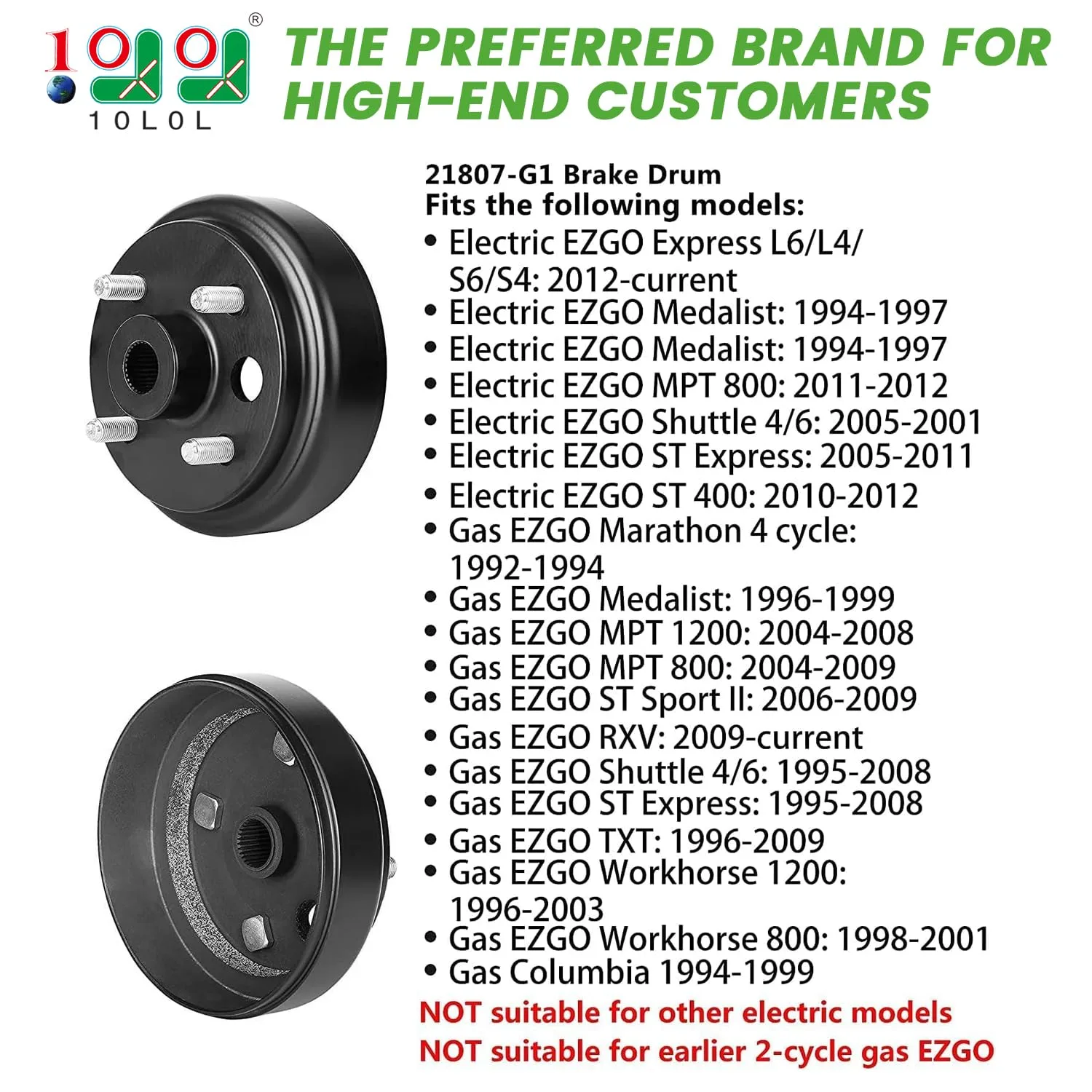 10L0L Golf Cart Brake Drum Hub for E-Z-GO Gas Carts image 2