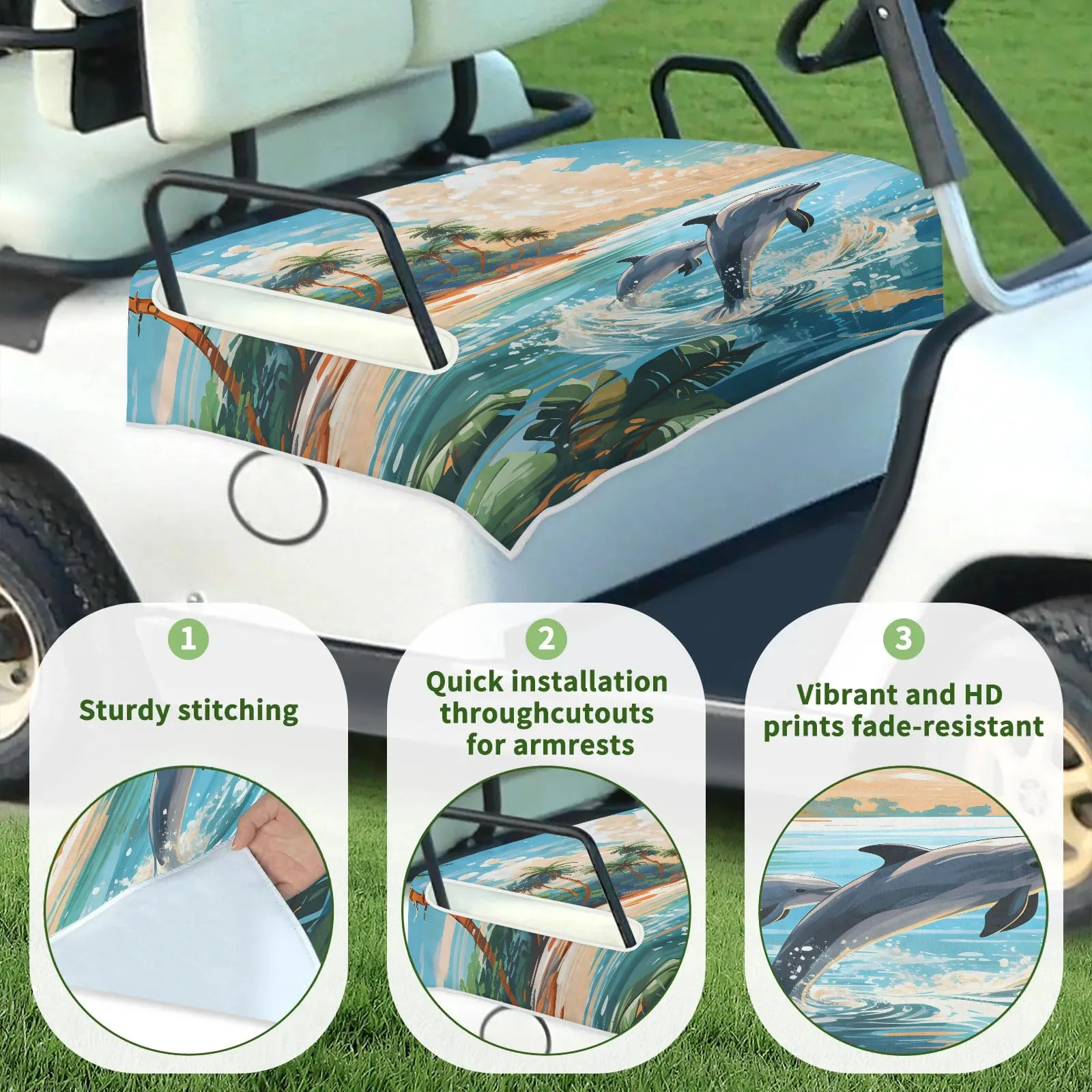 Tiveruda Golf Cart Seat Cover for Double Seats image 3